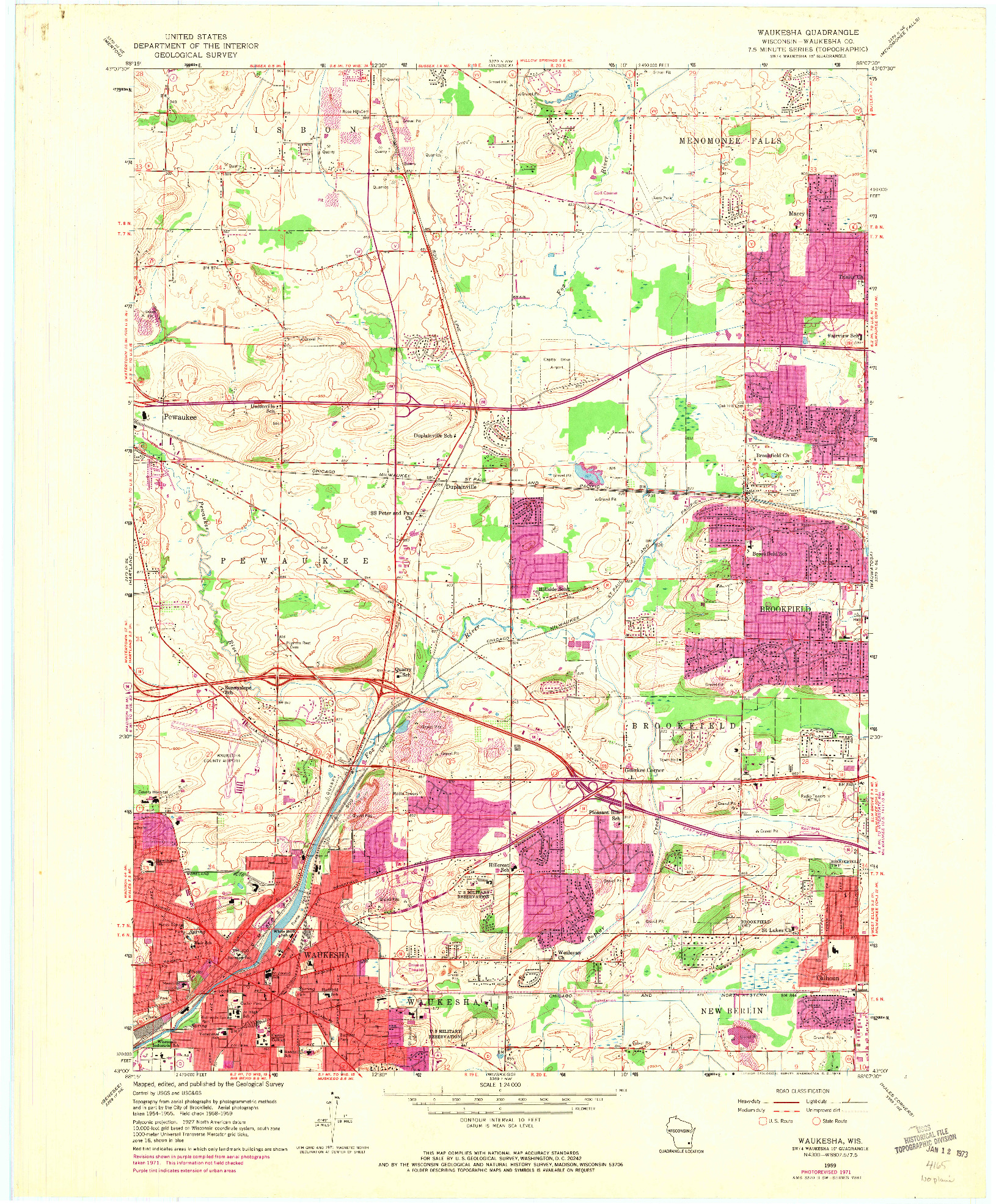 USGS 1:24000-SCALE QUADRANGLE FOR WAUKESHA, WI 1959