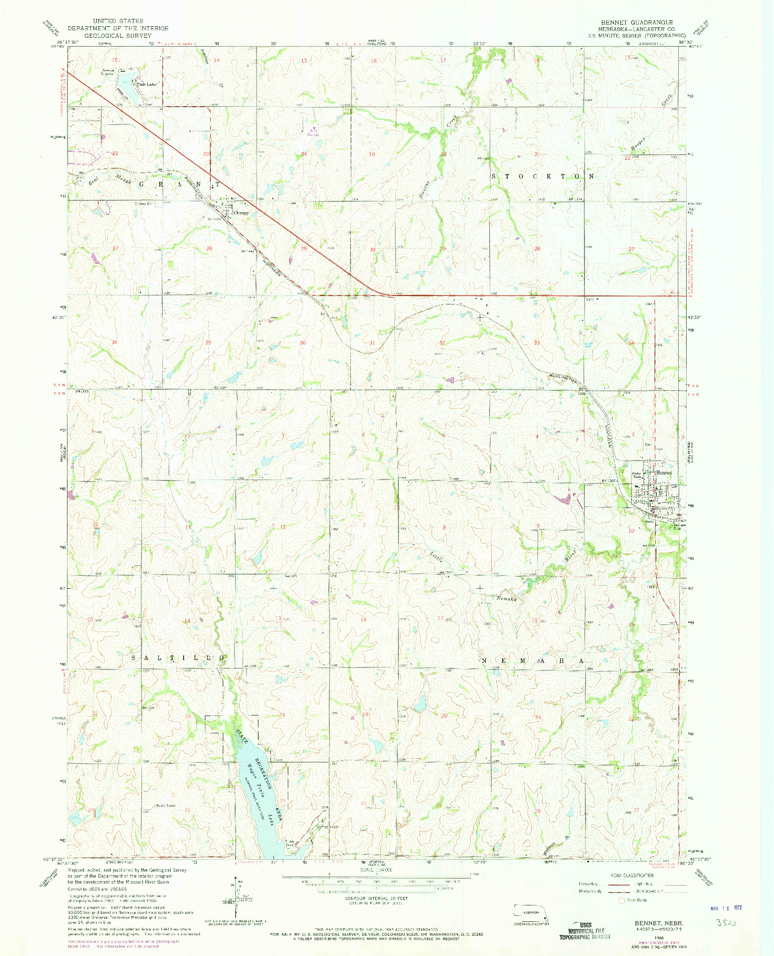 USGS 1:24000-SCALE QUADRANGLE FOR BENNET, NE 1966