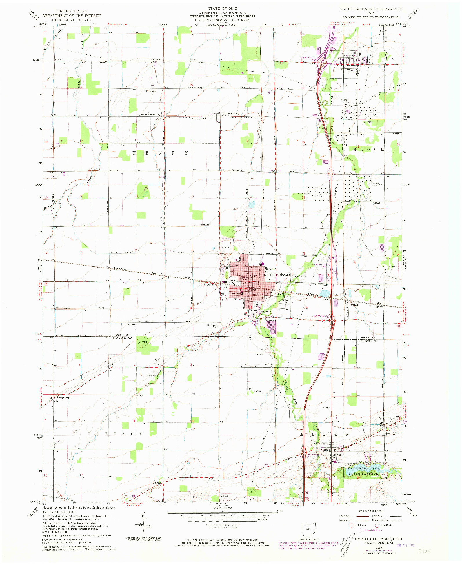 USGS 1:24000-SCALE QUADRANGLE FOR NORTH BALTIMORE, OH 1960