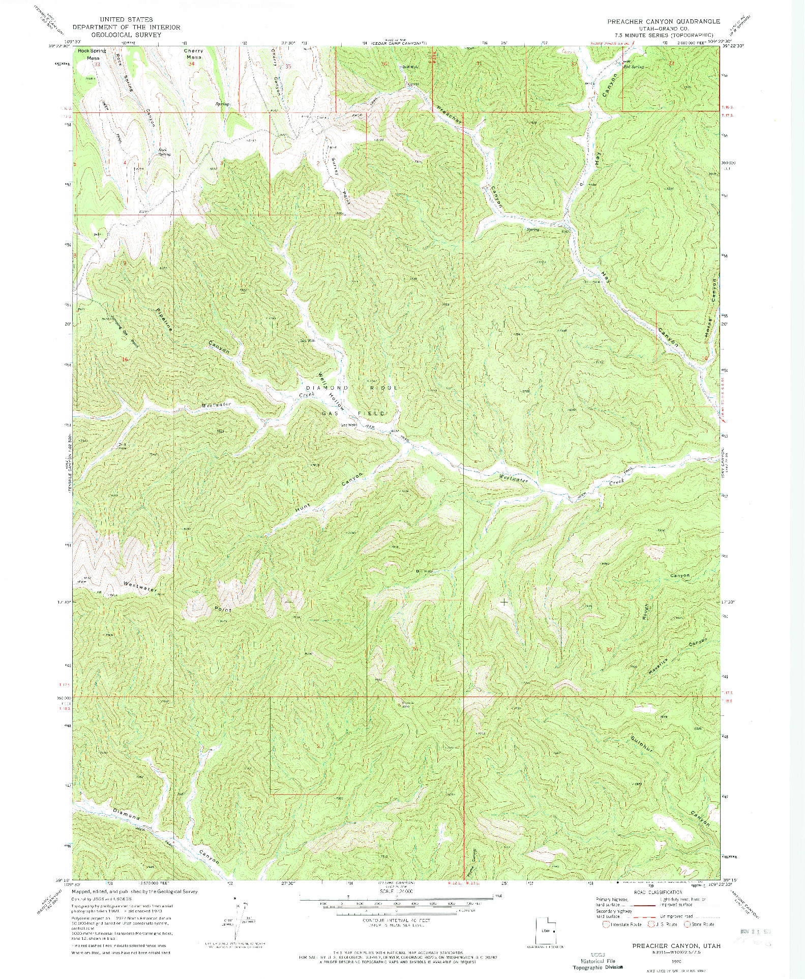 USGS 1:24000-SCALE QUADRANGLE FOR PREACHER CANYON, UT 1970