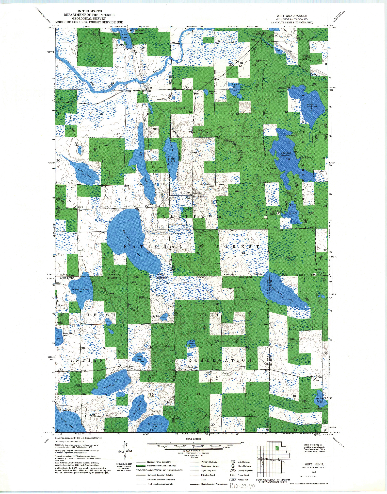 USGS 1:24000-SCALE QUADRANGLE FOR WIRT, MN 1970