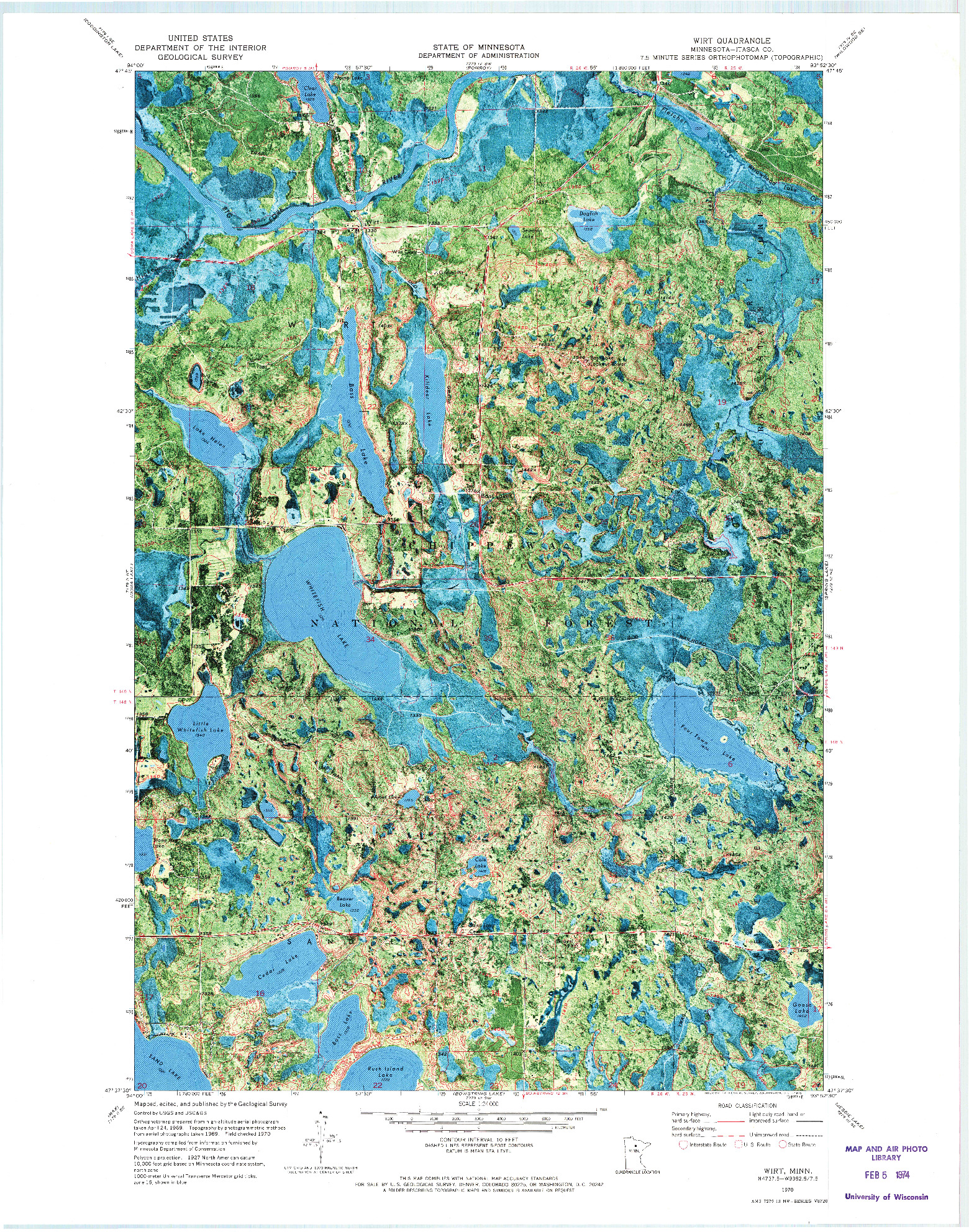 USGS 1:24000-SCALE QUADRANGLE FOR WIRT, MN 1970