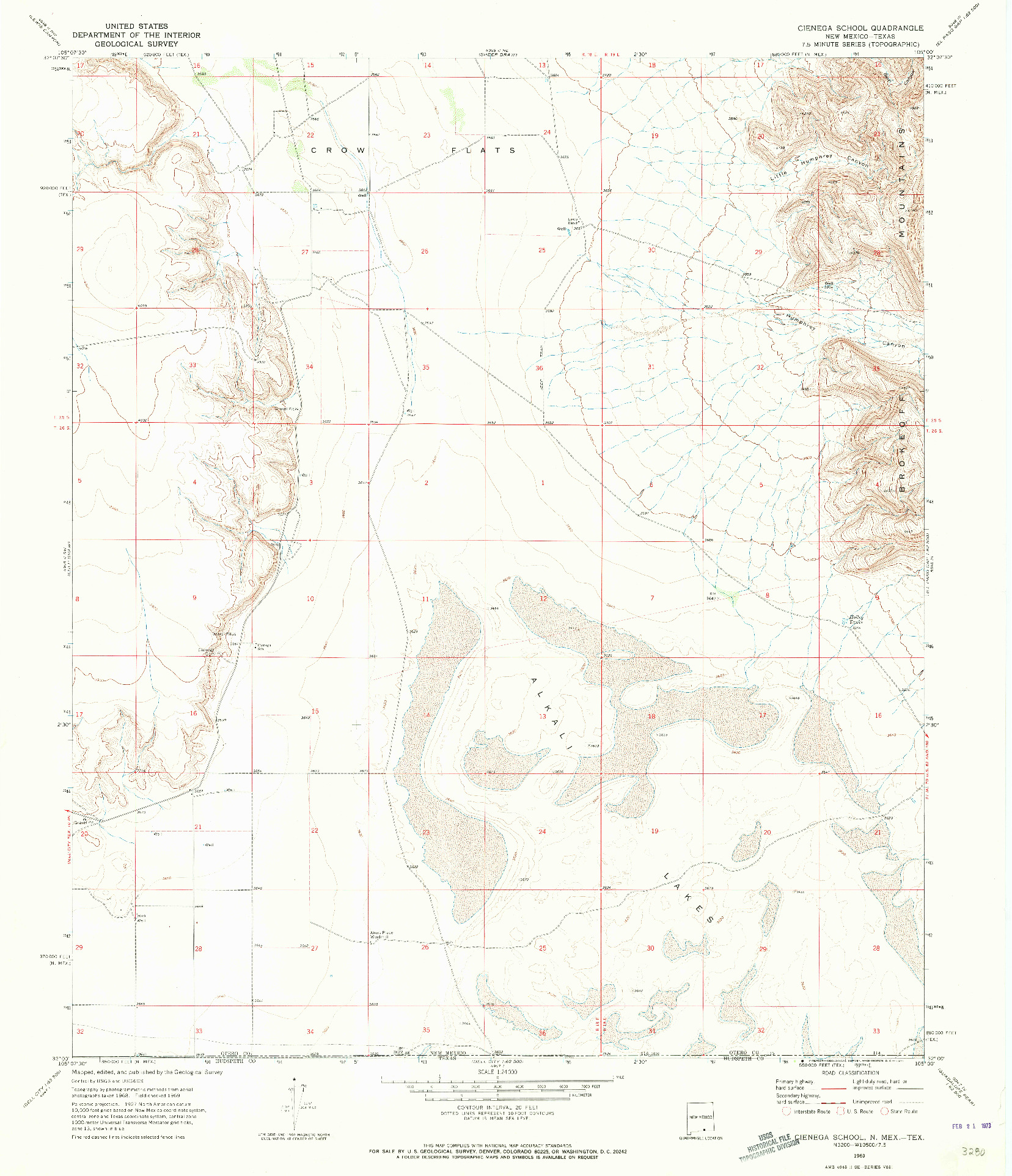 USGS 1:24000-SCALE QUADRANGLE FOR CIENEGA SCHOOL, NM 1969