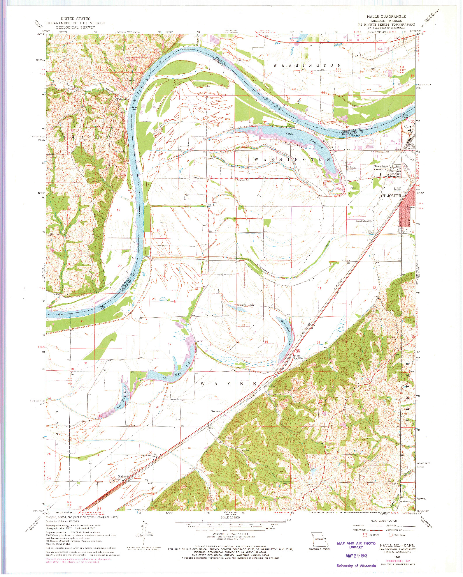 USGS 1:24000-SCALE QUADRANGLE FOR HALLS, MO 1961