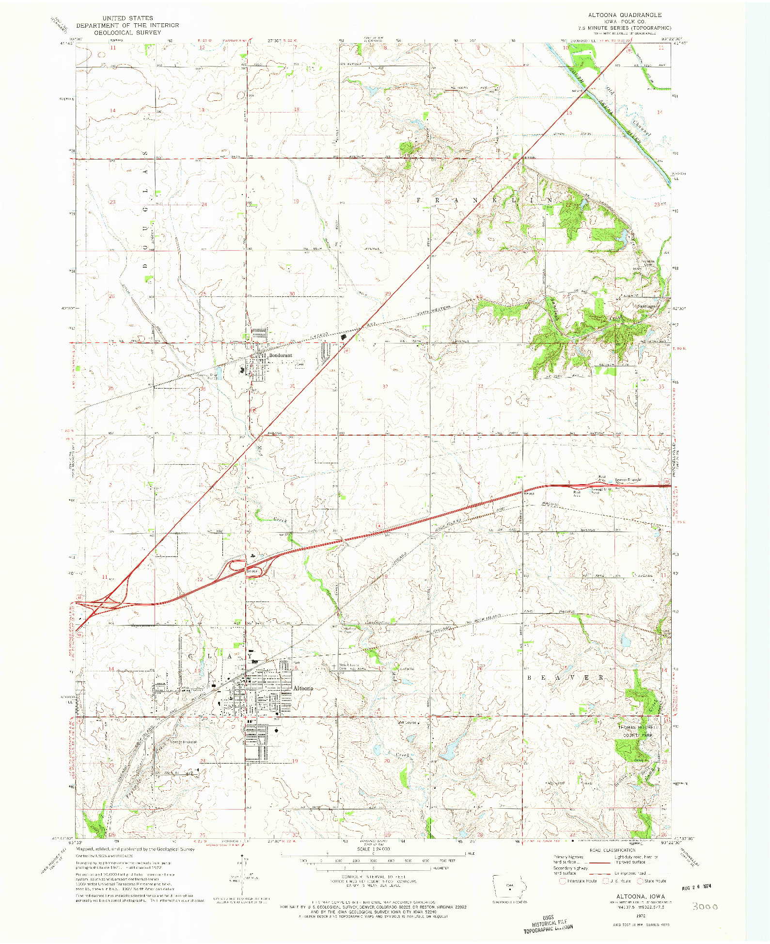 USGS 1:24000-SCALE QUADRANGLE FOR ALTOONA, IA 1972