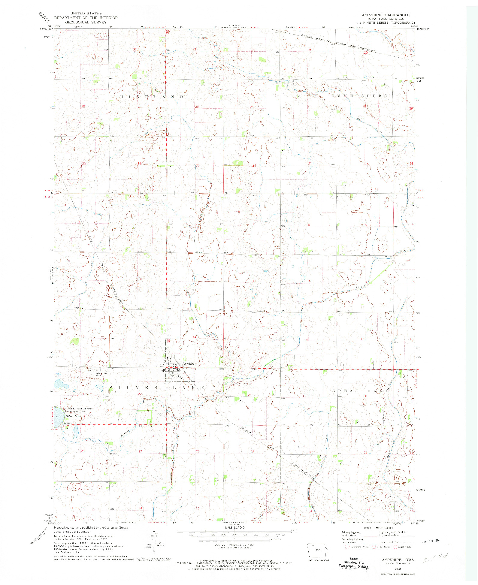 USGS 1:24000-SCALE QUADRANGLE FOR AYRSHIRE, IA 1972