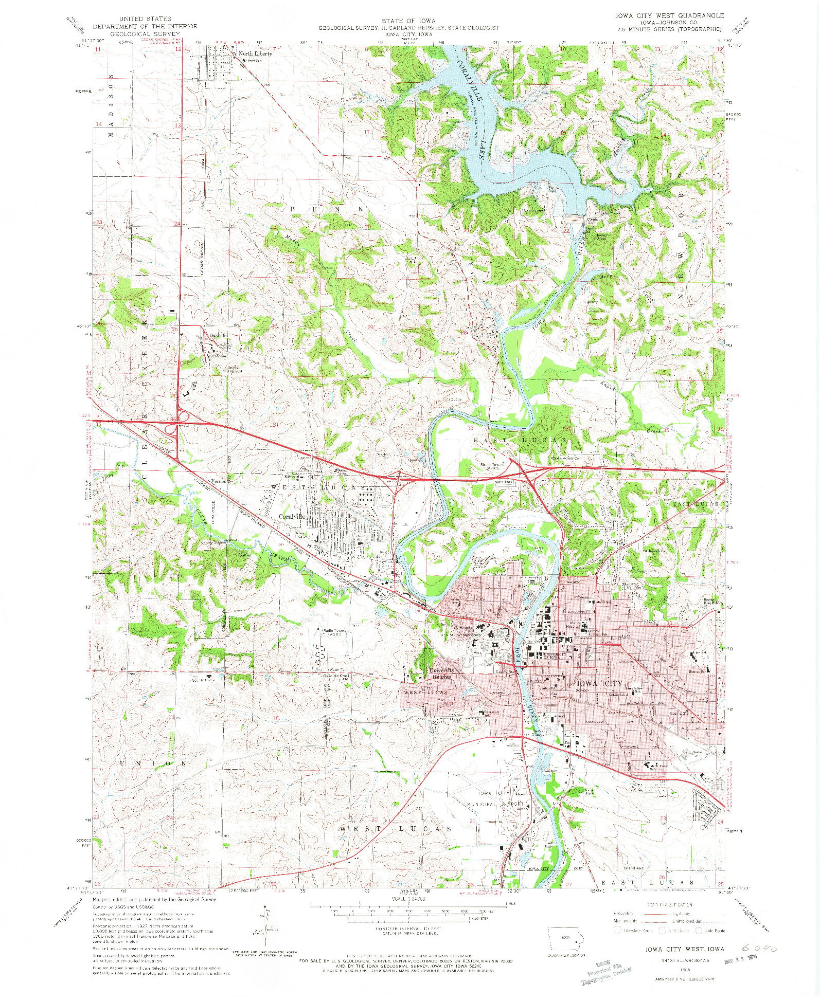 USGS 1:24000-SCALE QUADRANGLE FOR IOWA CITY WEST, IA 1965