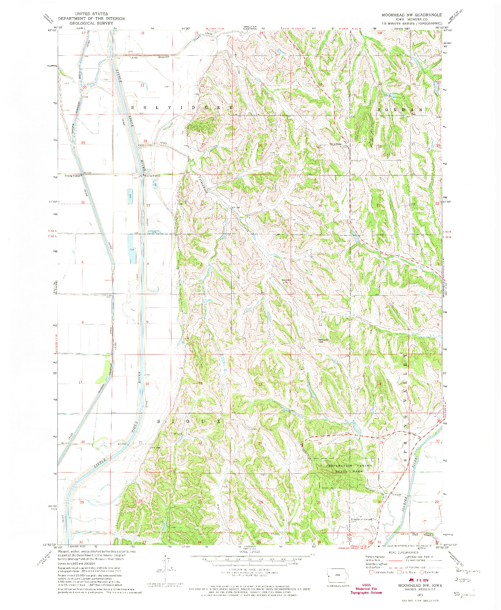 USGS 1:24000-SCALE QUADRANGLE FOR MOORHEAD NW, IA 1971