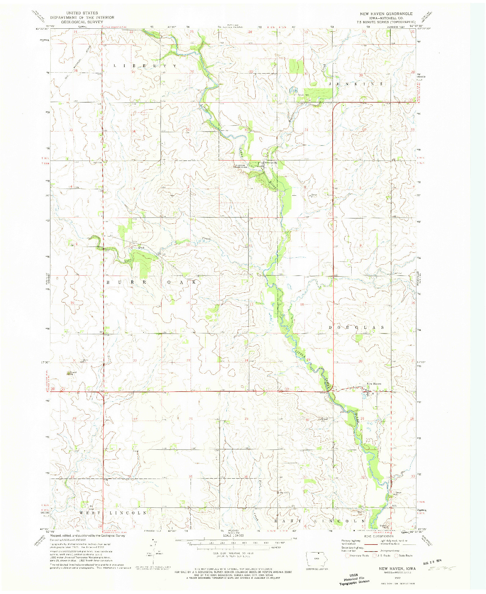 USGS 1:24000-SCALE QUADRANGLE FOR NEW HAVEN, IA 1972