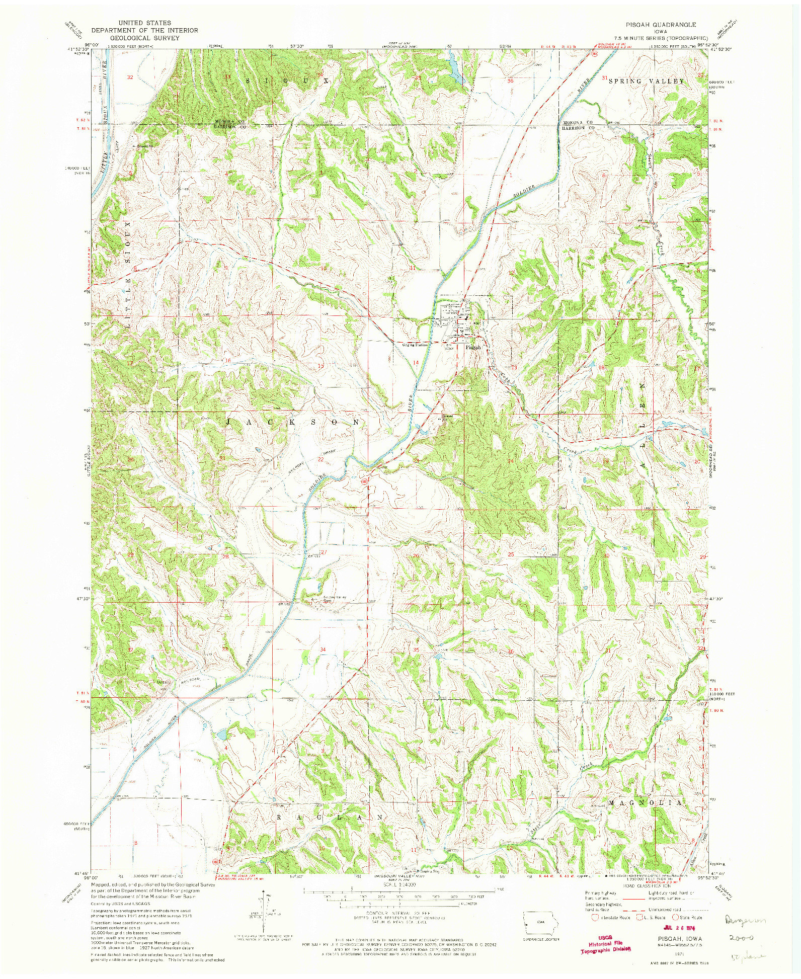 USGS 1:24000-SCALE QUADRANGLE FOR PISGAH, IA 1971