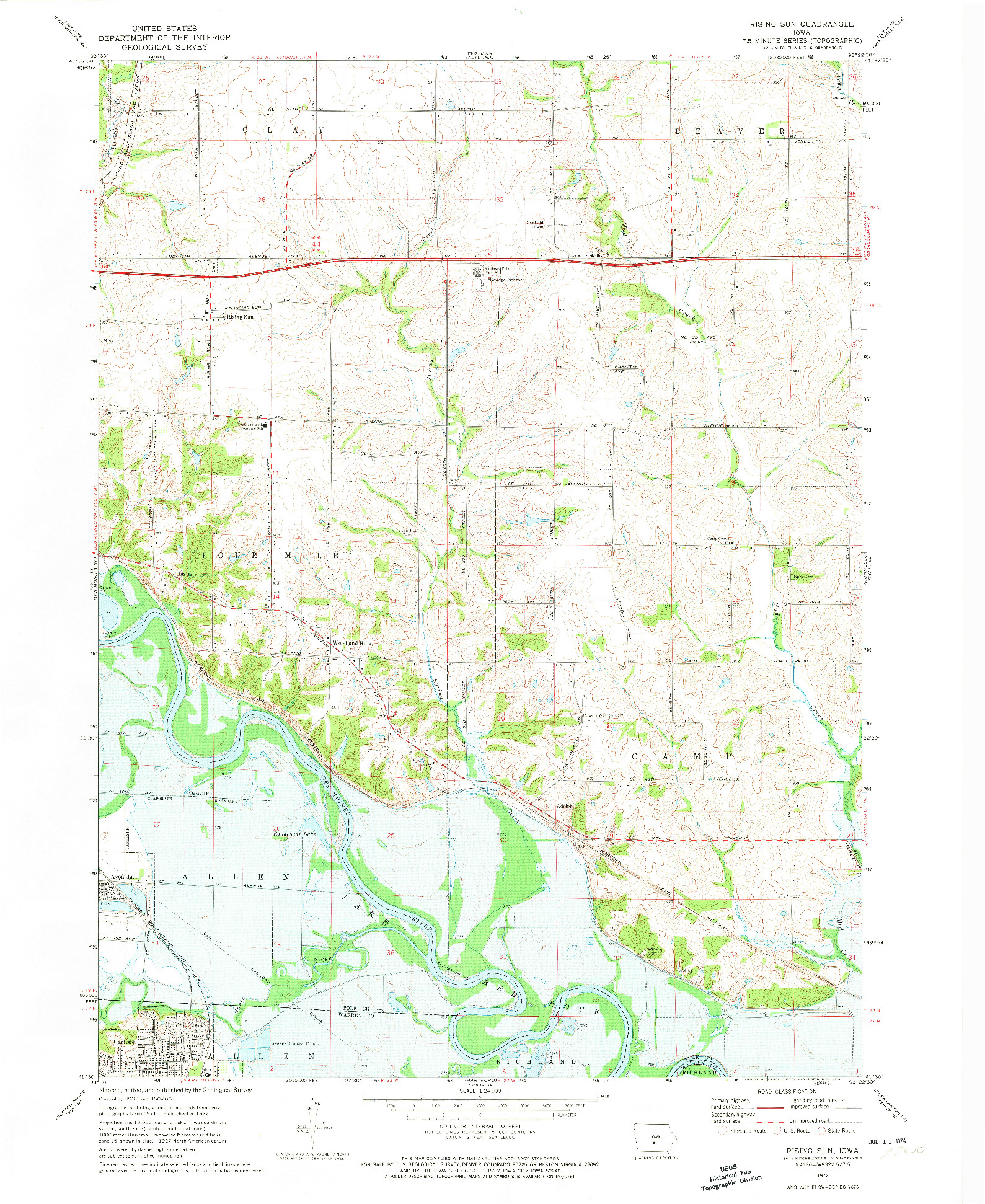 USGS 1:24000-SCALE QUADRANGLE FOR RISING SUN, IA 1972