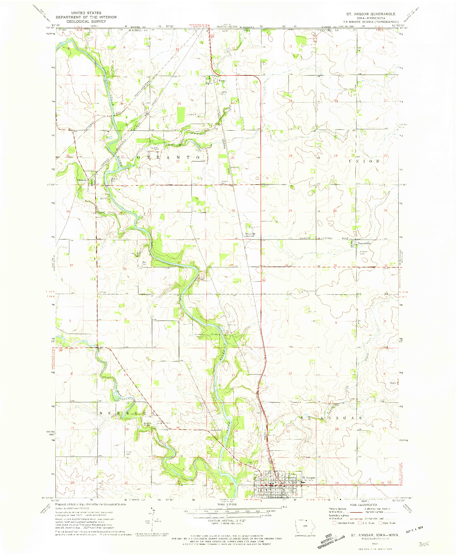 USGS 1:24000-SCALE QUADRANGLE FOR ST. ANSGAR, IA 1972