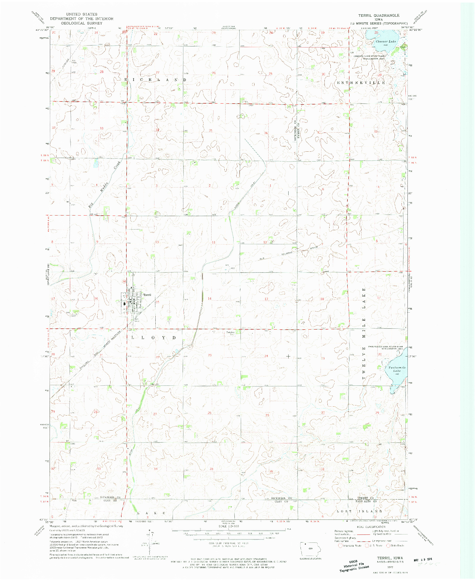 USGS 1:24000-SCALE QUADRANGLE FOR TERRIL, IA 1972