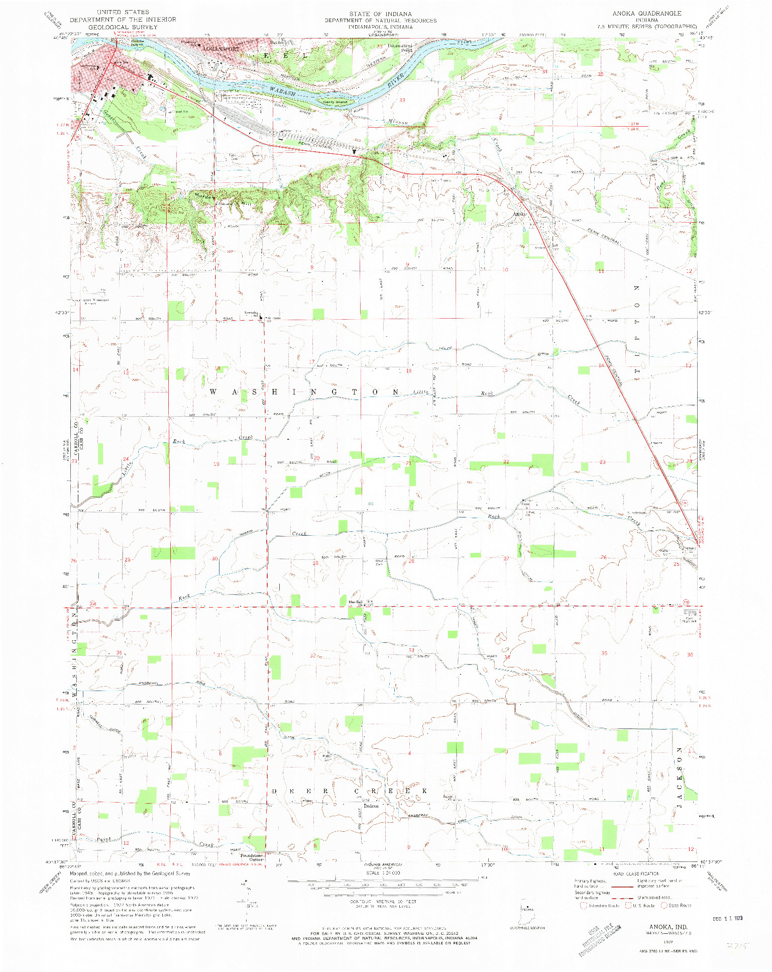 USGS 1:24000-SCALE QUADRANGLE FOR ANOKA, IN 1972