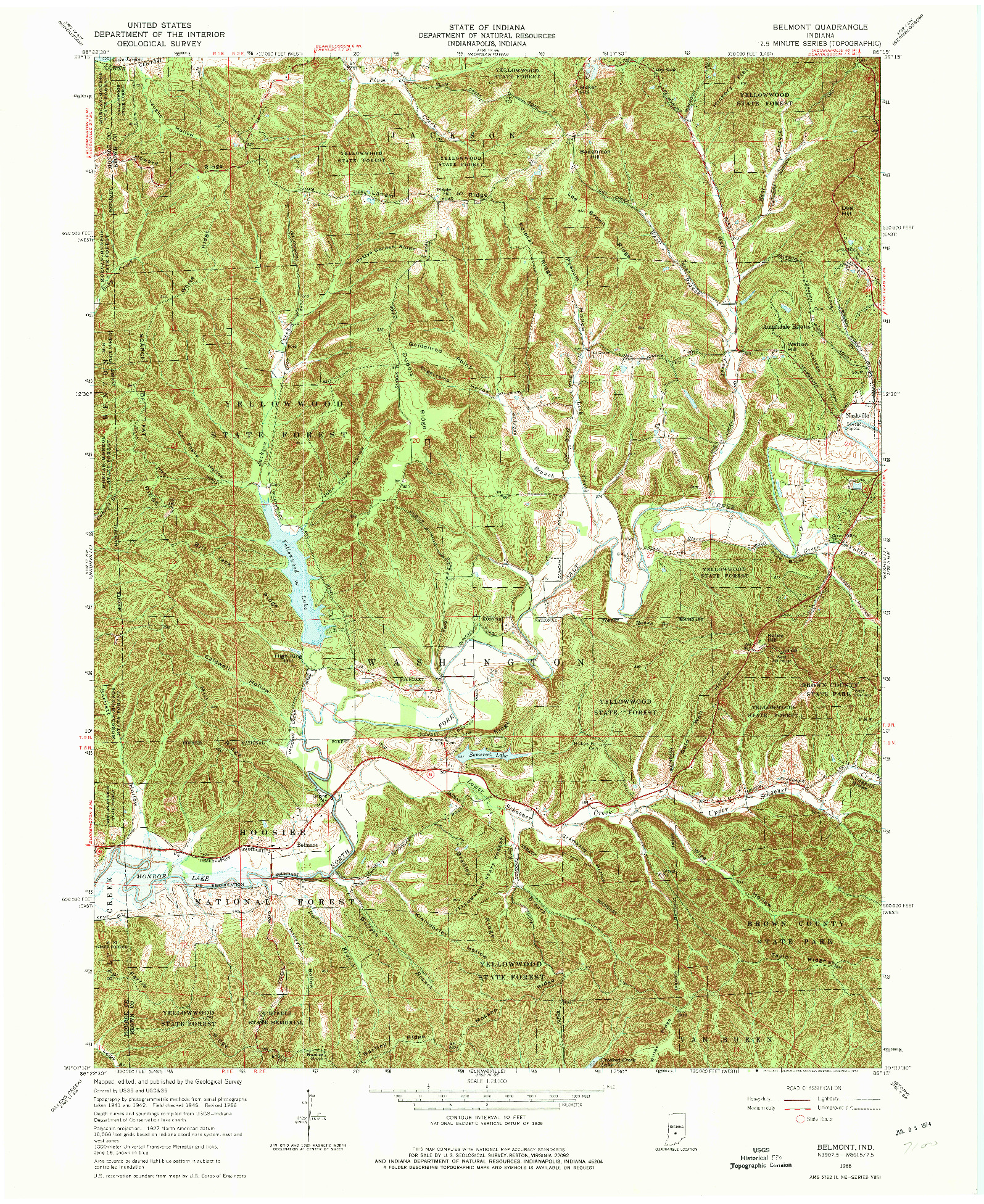 USGS 1:24000-SCALE QUADRANGLE FOR BELMONT, IN 1966