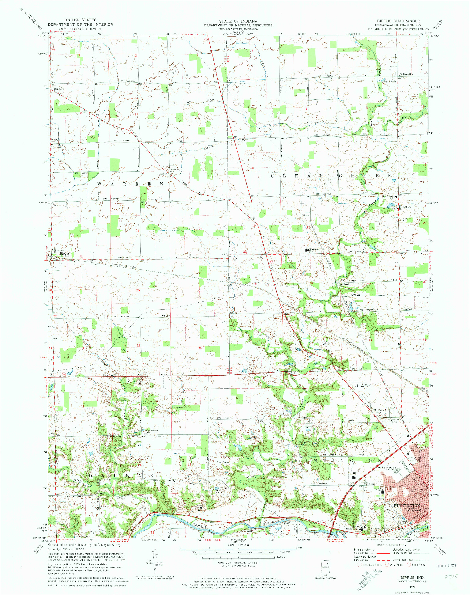 USGS 1:24000-SCALE QUADRANGLE FOR BIPPUS, IN 1972