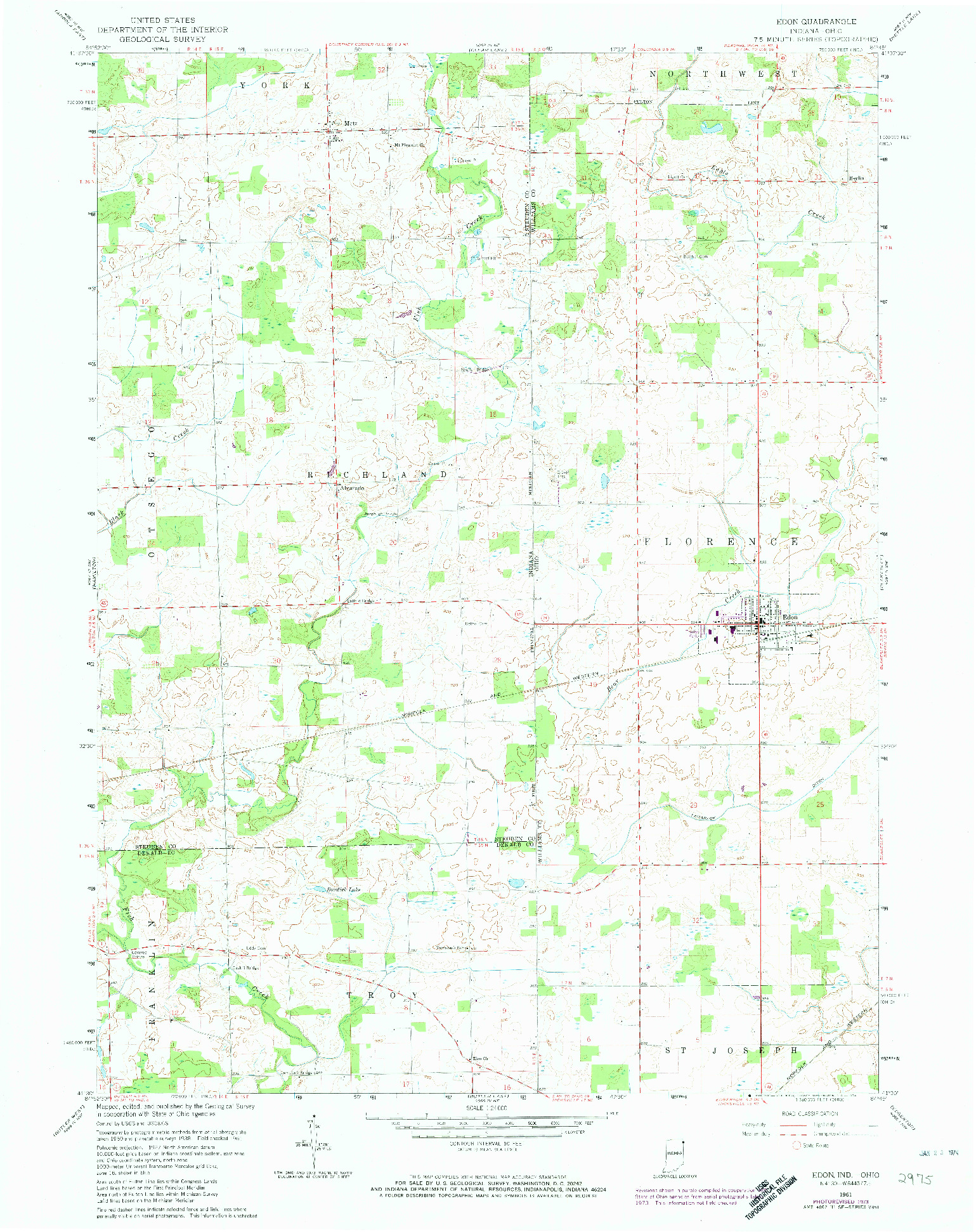 USGS 1:24000-SCALE QUADRANGLE FOR EDON, IN 1961