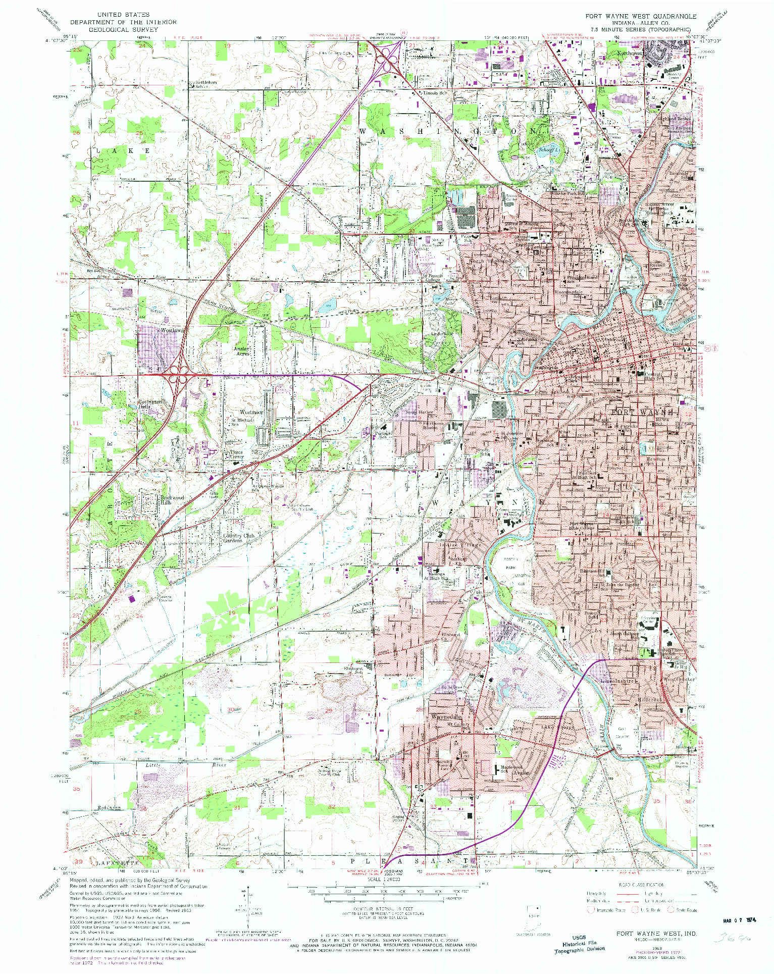 USGS 1:24000-SCALE QUADRANGLE FOR FORT WAYNE WEST, IN 1963