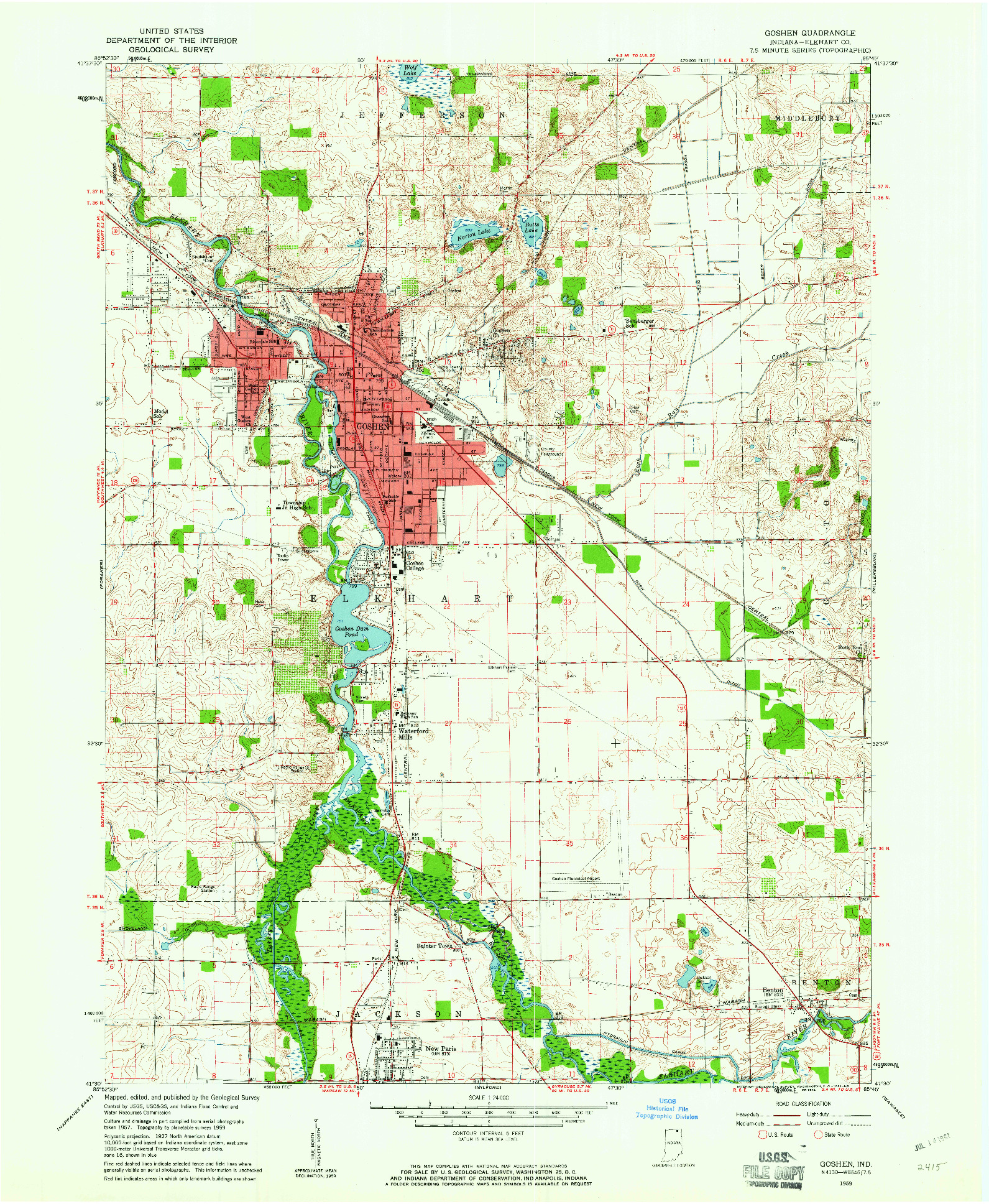 USGS 1:24000-SCALE QUADRANGLE FOR GOSHEN, IN 1959