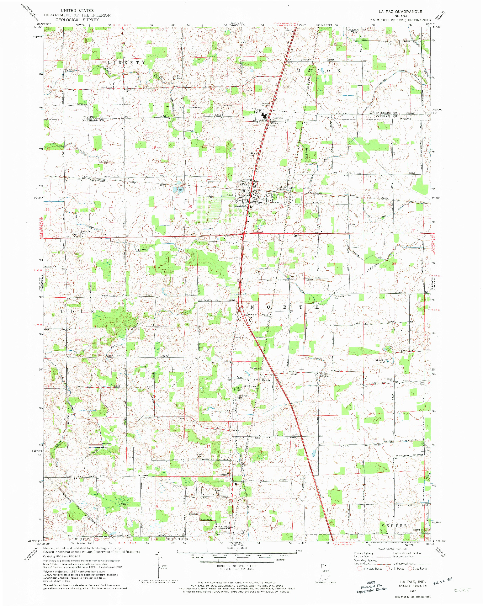 USGS 1:24000-SCALE QUADRANGLE FOR LA PAZ, IN 1972