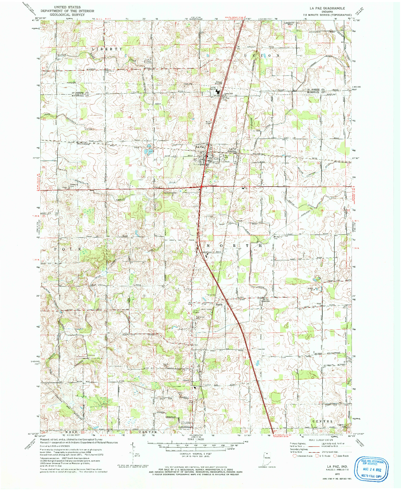 USGS 1:24000-SCALE QUADRANGLE FOR LA PAZ, IN 1972