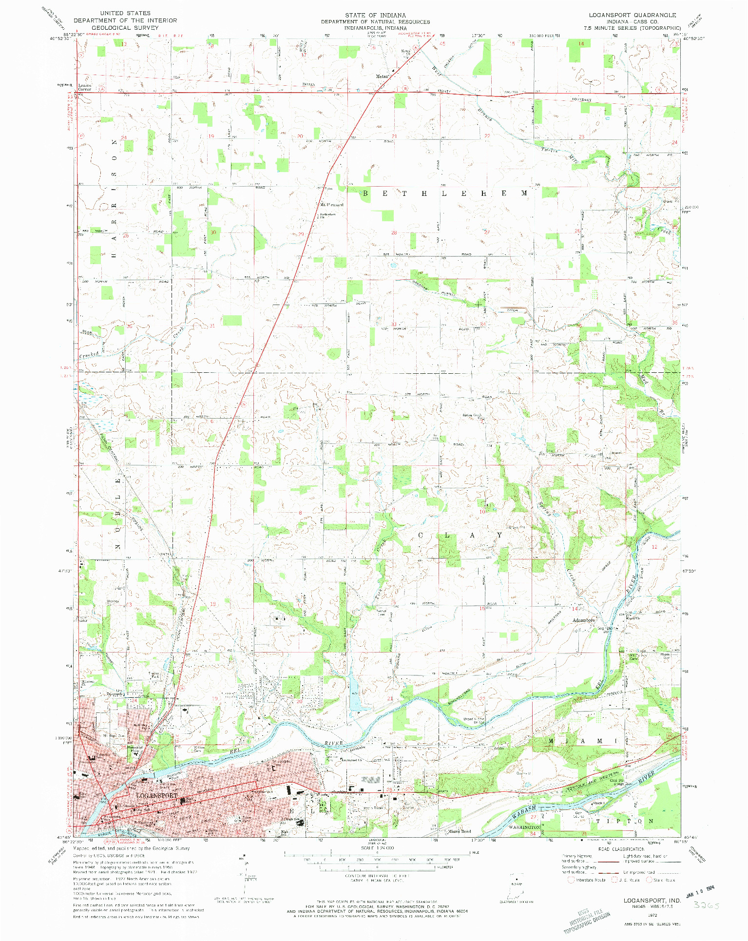 USGS 1:24000-SCALE QUADRANGLE FOR LOGANSPORT, IN 1972