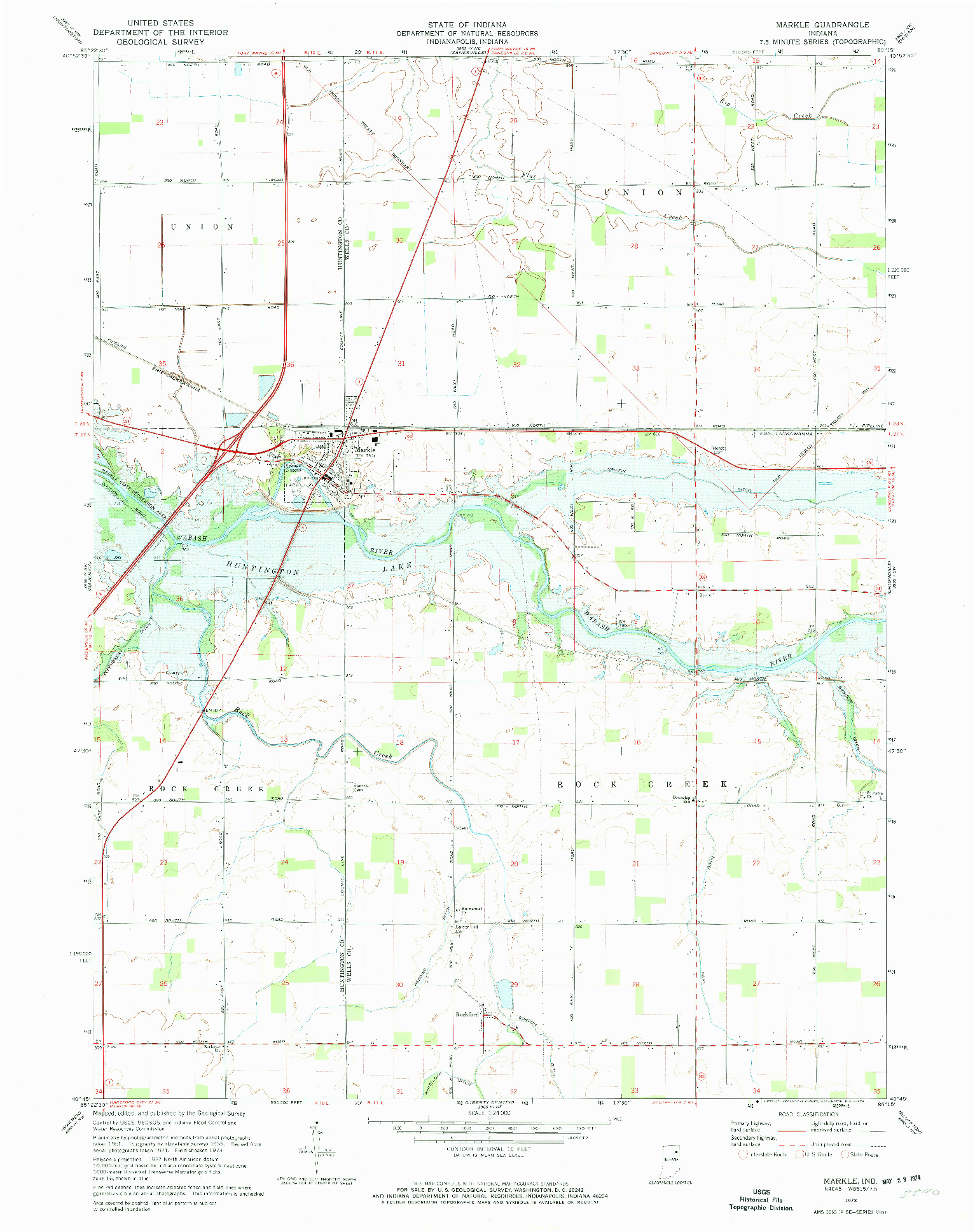 USGS 1:24000-SCALE QUADRANGLE FOR MARKLE, IN 1973