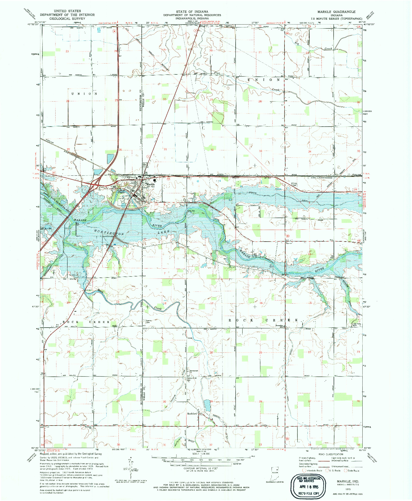 USGS 1:24000-SCALE QUADRANGLE FOR MARKLE, IN 1973