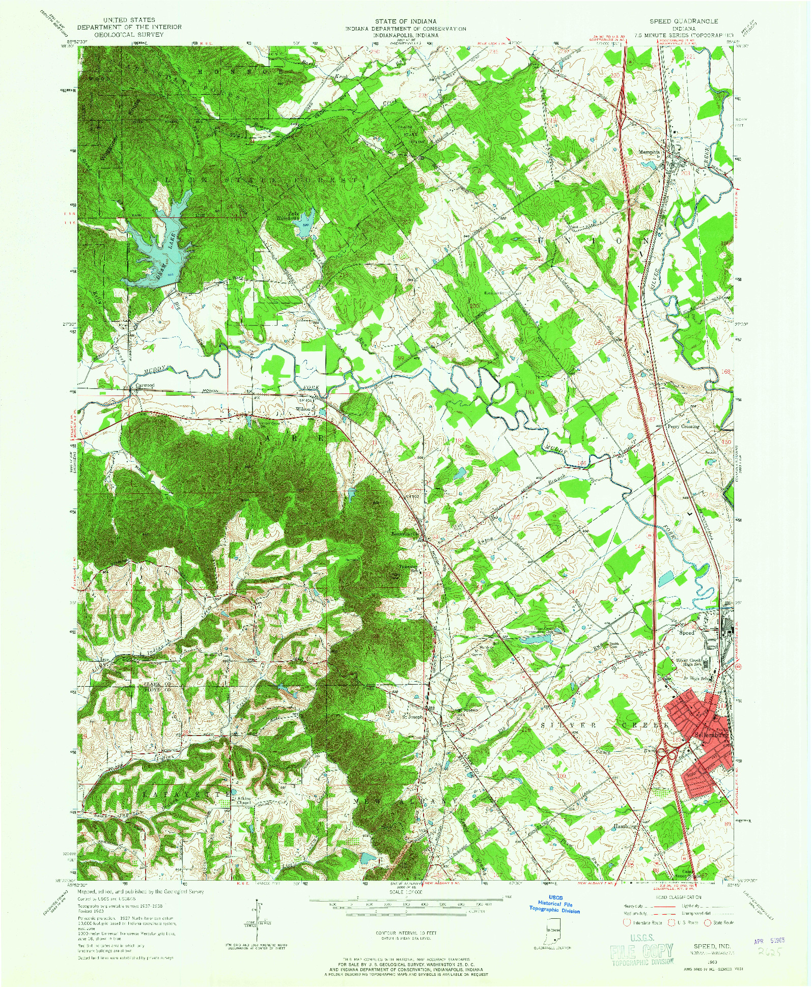 USGS 1:24000-SCALE QUADRANGLE FOR SPEED, IN 1963