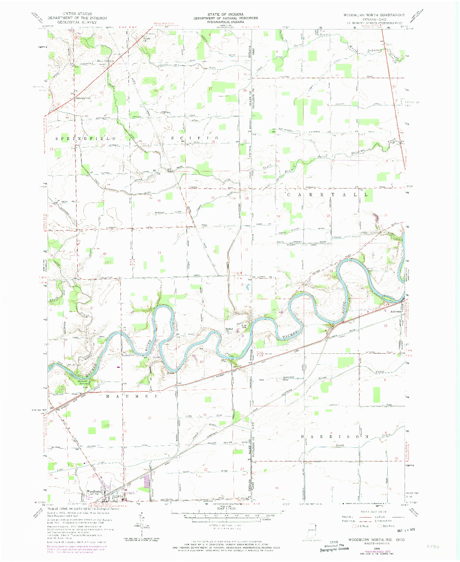 USGS 1:24000-SCALE QUADRANGLE FOR WOODBURN NORTH, IN 1958