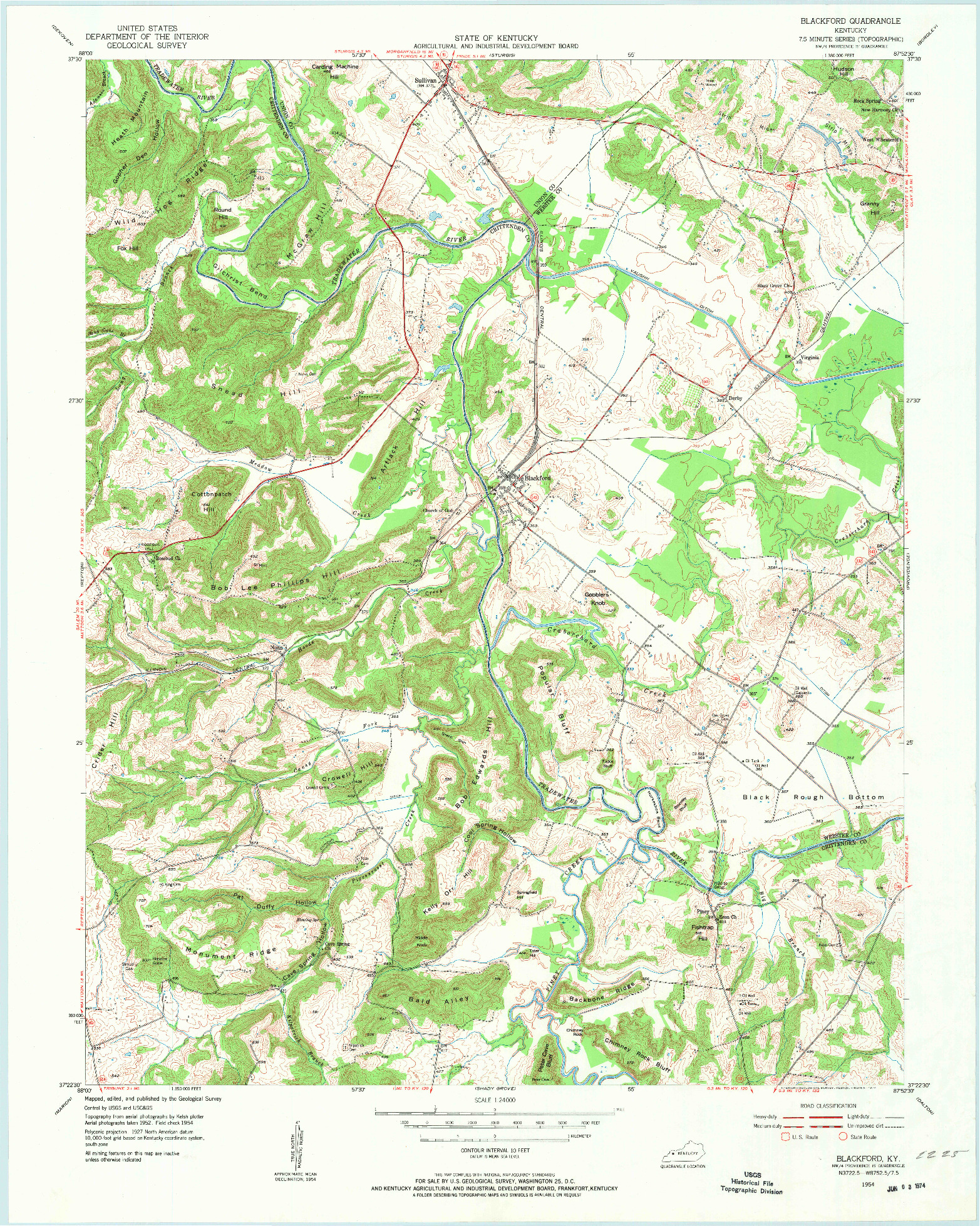 USGS 1:24000-SCALE QUADRANGLE FOR BLACKFORD, KY 1954