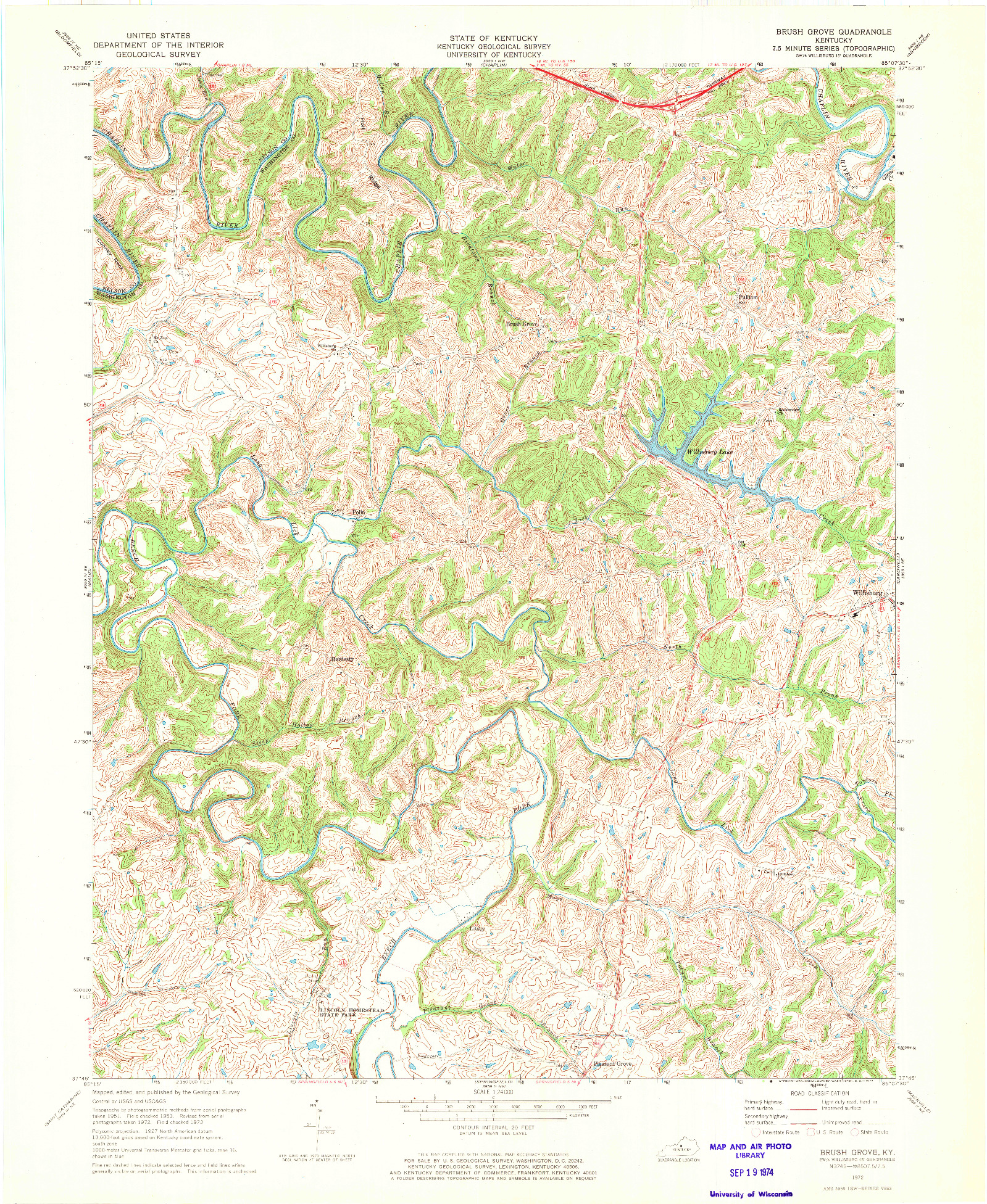 USGS 1:24000-SCALE QUADRANGLE FOR BRUSH GROVE, KY 1972
