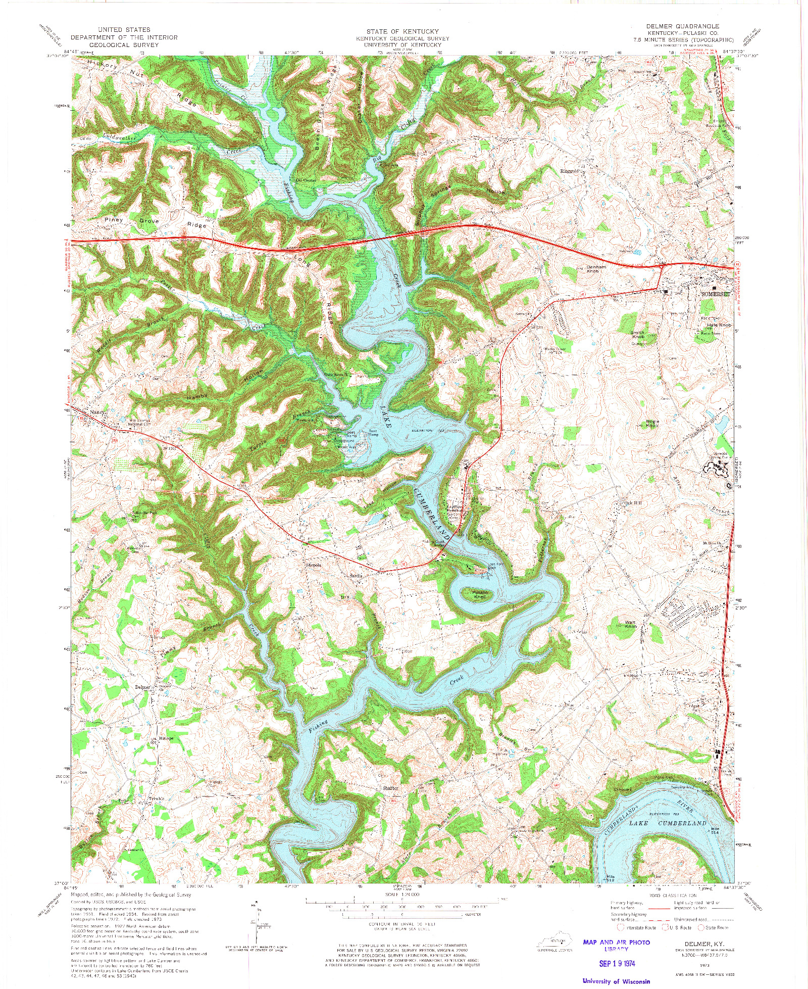 USGS 1:24000-SCALE QUADRANGLE FOR DELMER, KY 1973