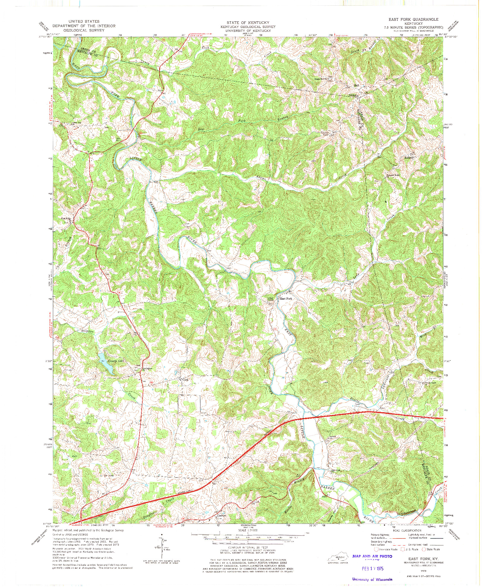 USGS 1:24000-SCALE QUADRANGLE FOR EAST FORK, KY 1973