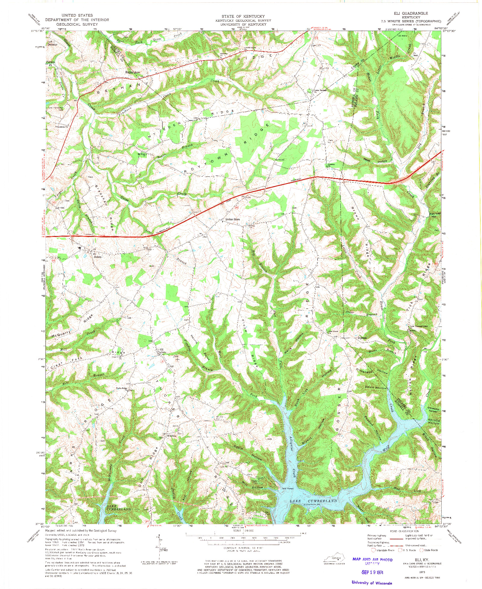 USGS 1:24000-SCALE QUADRANGLE FOR ELI, KY 1973