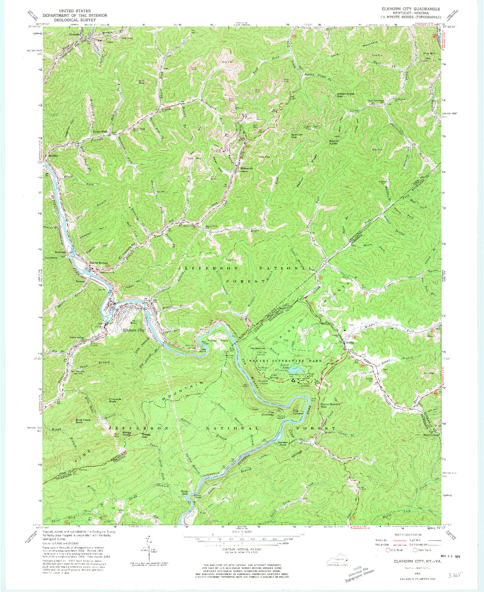 USGS 1:24000-SCALE QUADRANGLE FOR ELKHORN CITY, KY 1963