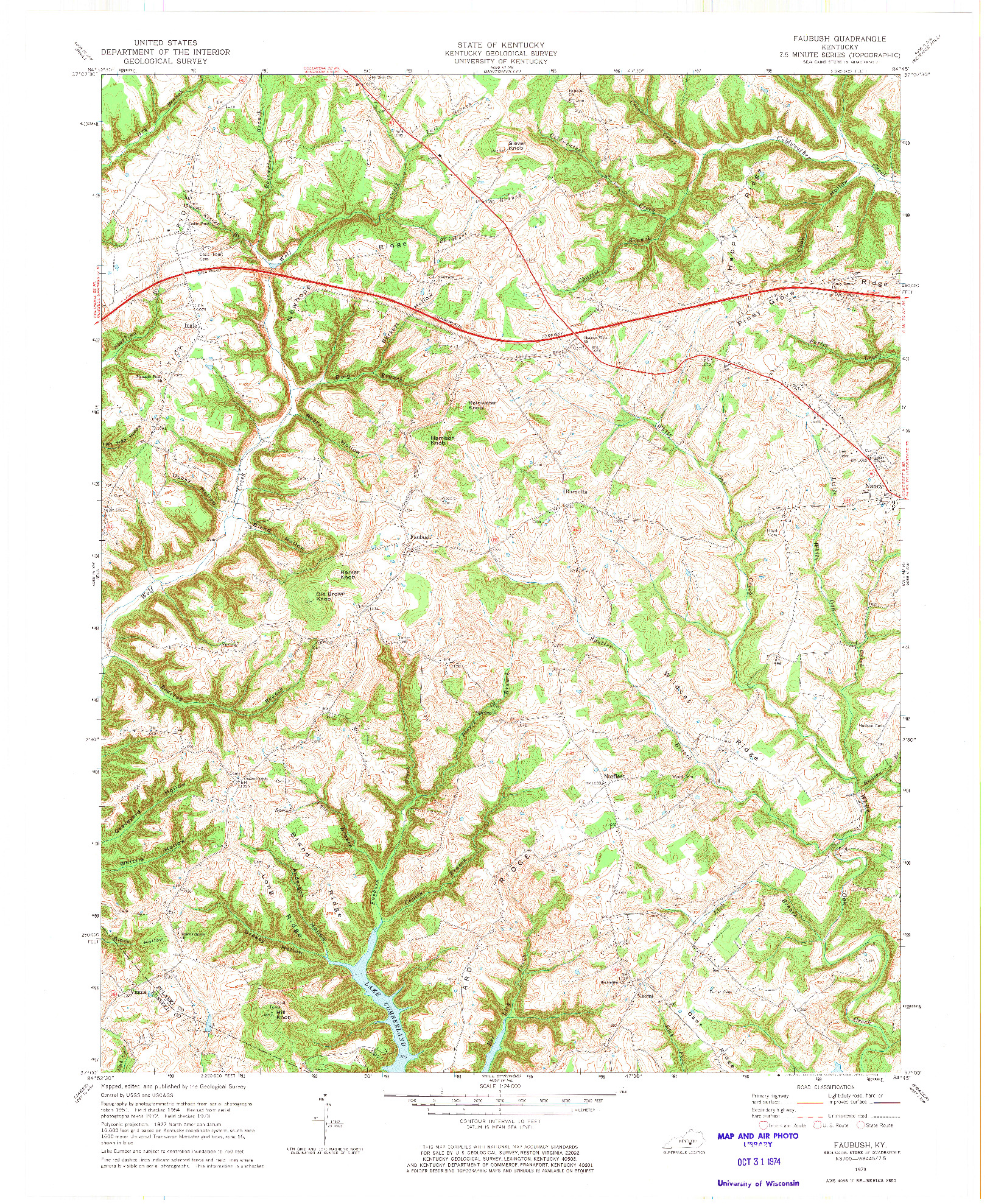 USGS 1:24000-SCALE QUADRANGLE FOR FAUBUSH, KY 1973