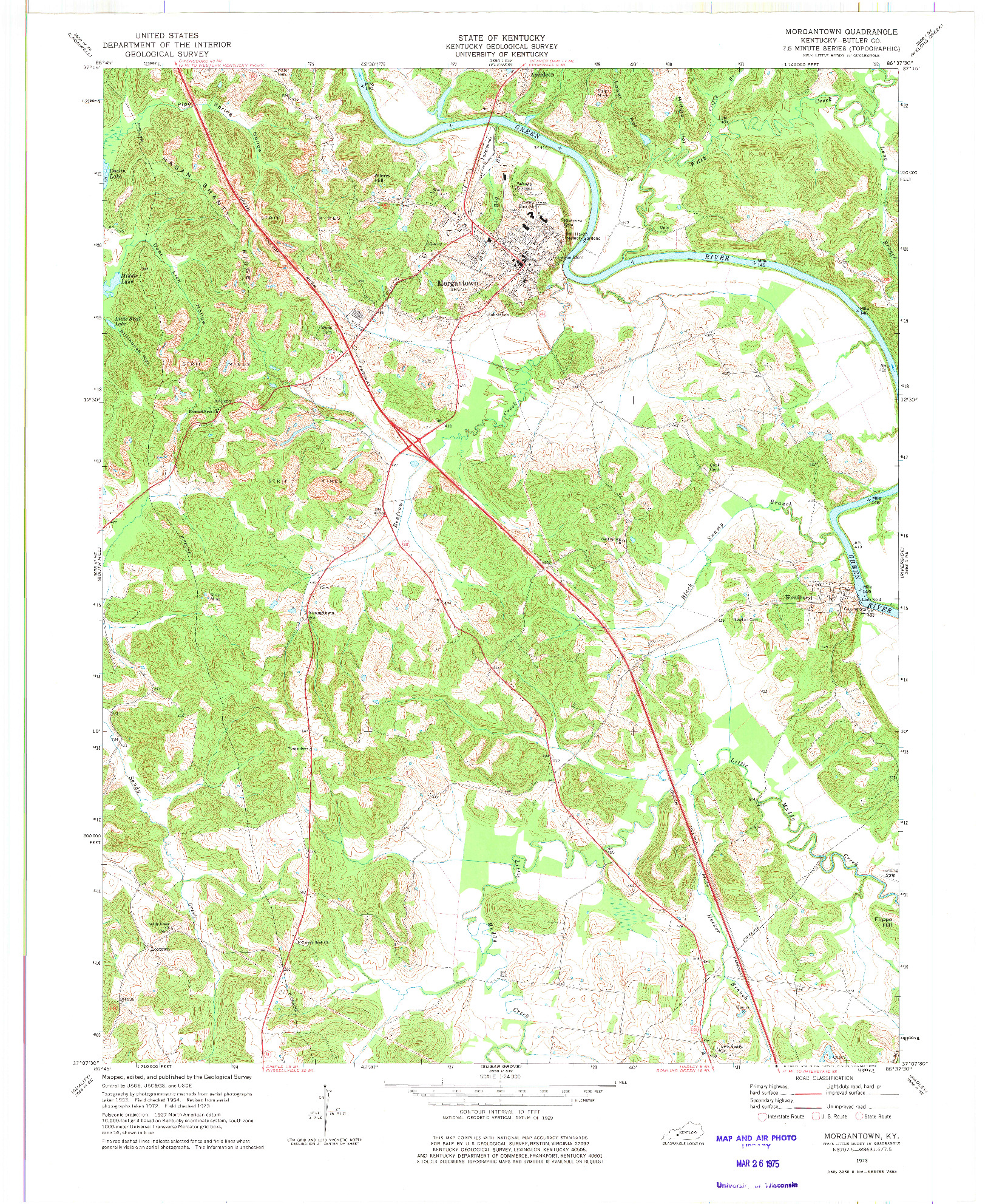 USGS 1:24000-SCALE QUADRANGLE FOR MORGANTOWN, KY 1973