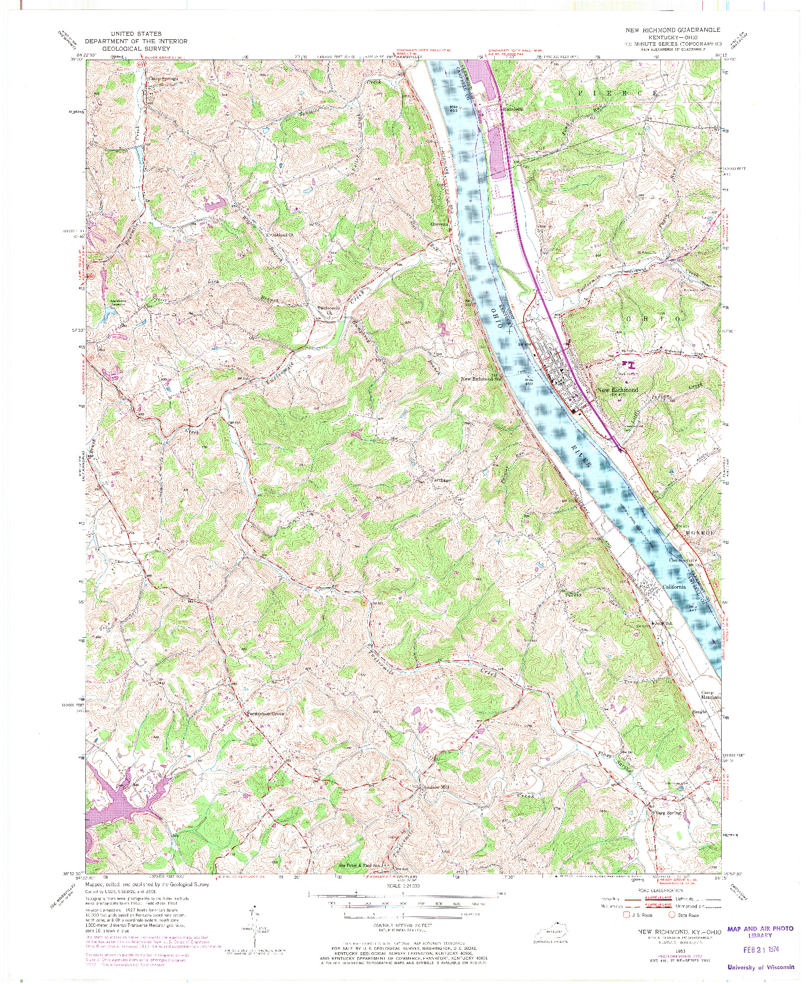 USGS 1:24000-SCALE QUADRANGLE FOR NEW RICHMOND, KY 1953