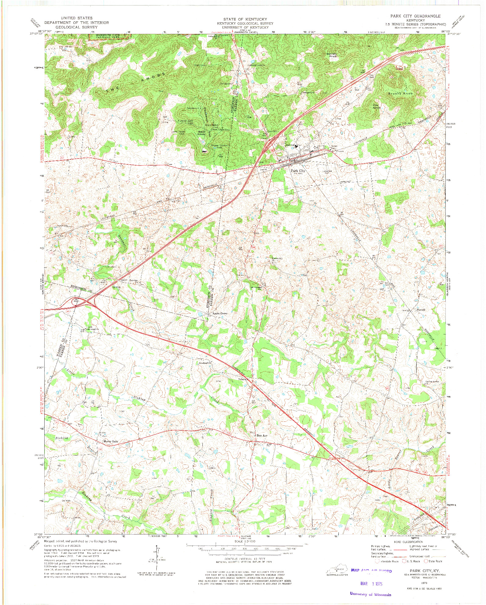 USGS 1:24000-SCALE QUADRANGLE FOR PARK CITY, KY 1973