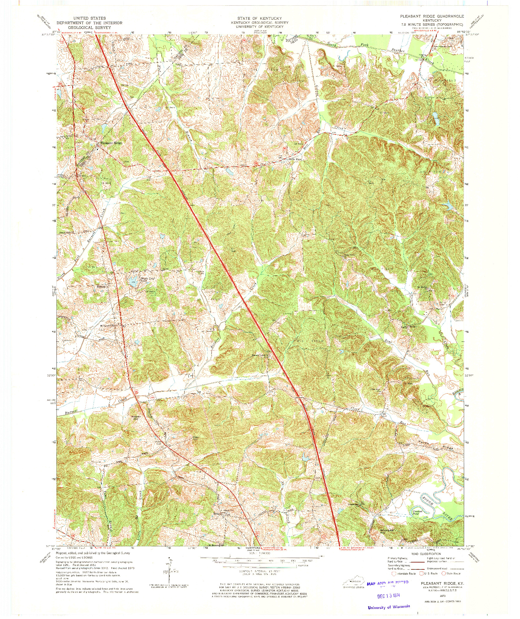 USGS 1:24000-SCALE QUADRANGLE FOR PLEASANT RIDGE, KY 1973