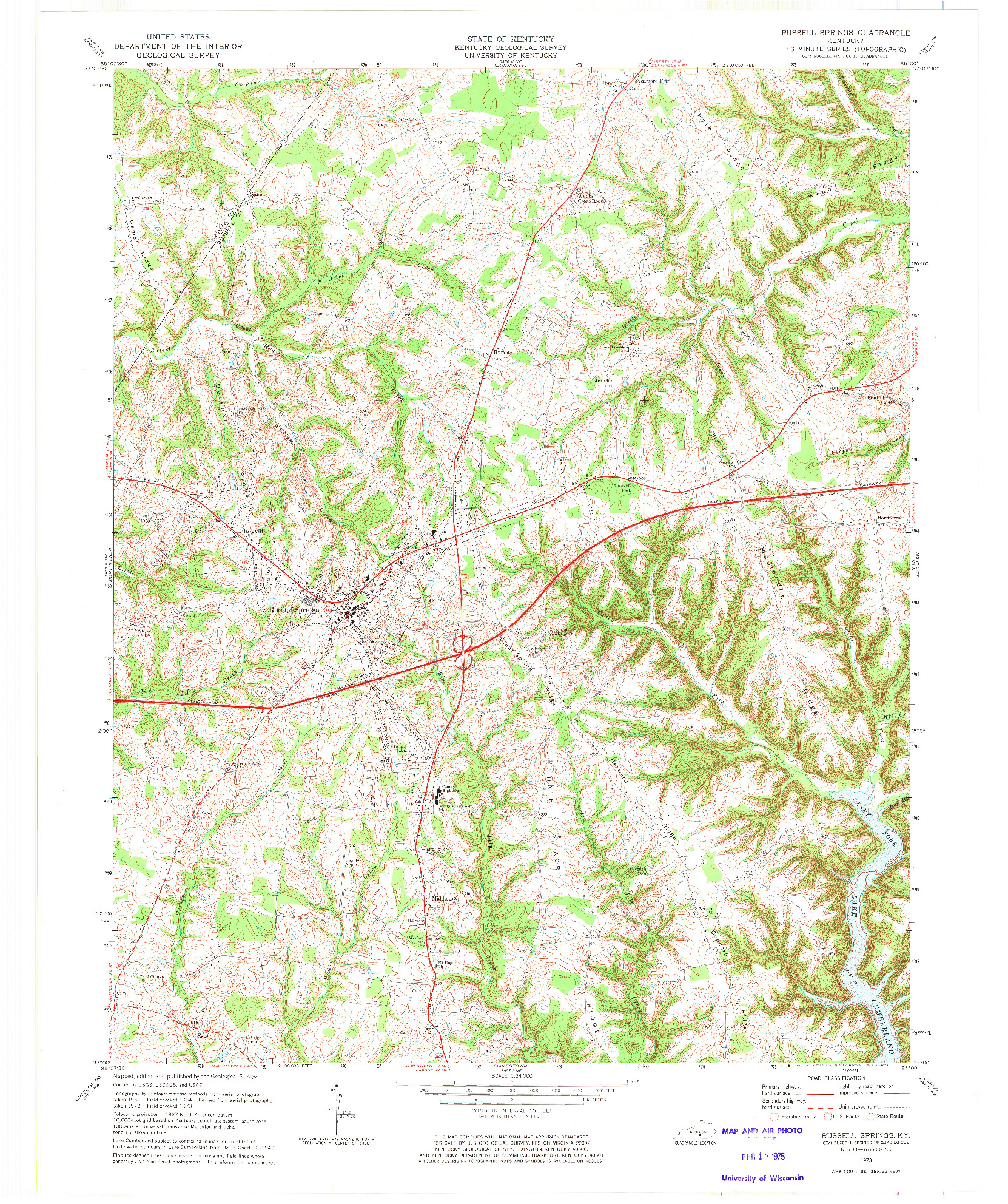 USGS 1:24000-SCALE QUADRANGLE FOR RUSSELL SPRINGS, KY 1973