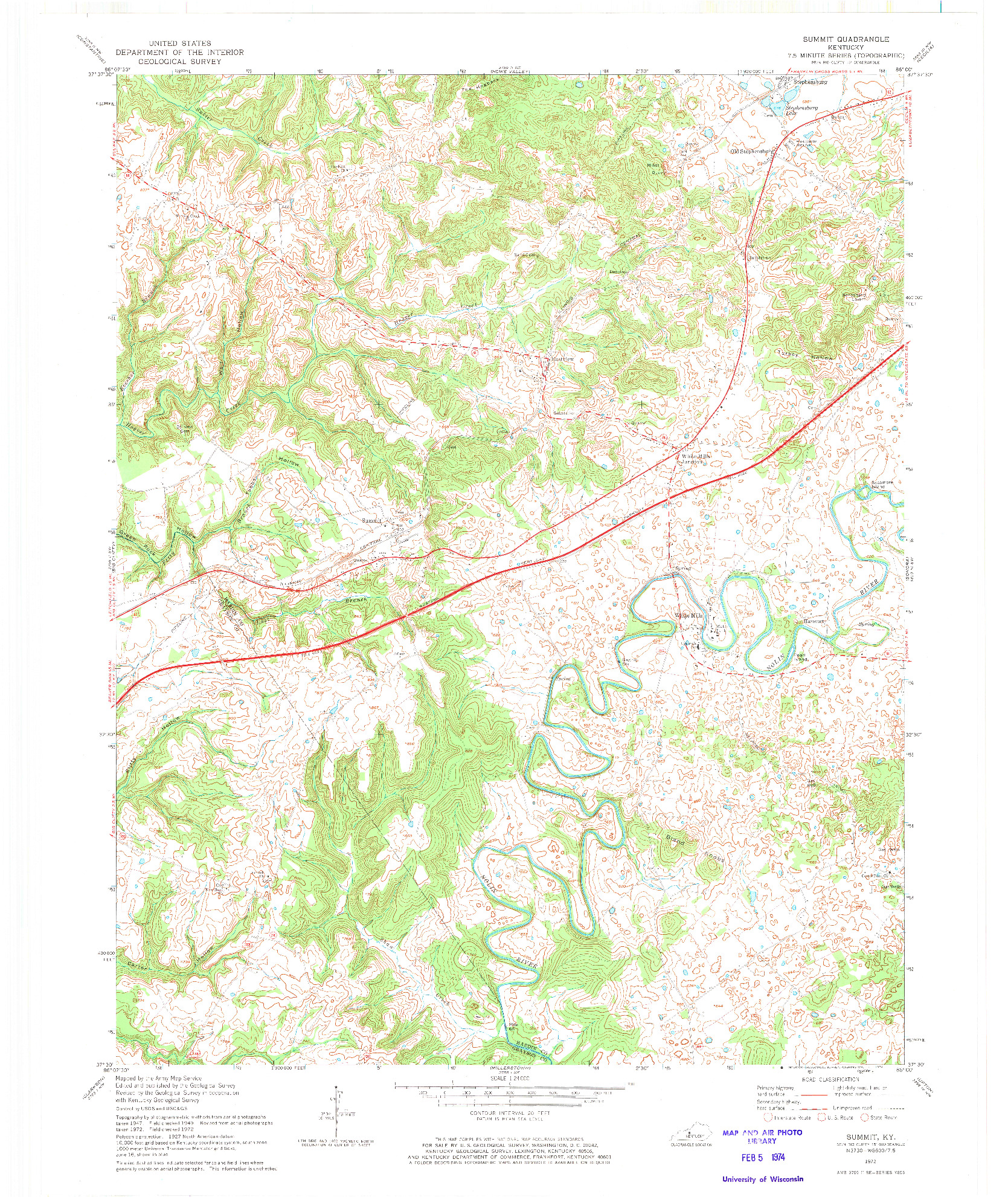 USGS 1:24000-SCALE QUADRANGLE FOR SUMMIT, KY 1972