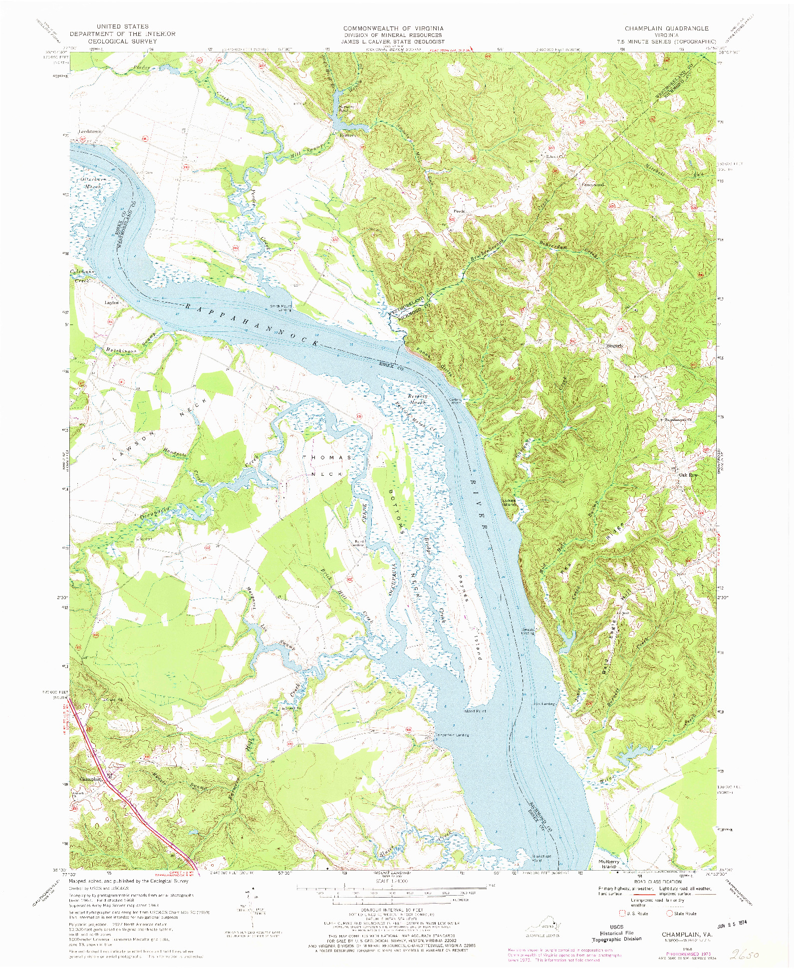 USGS 1:24000-SCALE QUADRANGLE FOR CHAMPLAIN, VA 1968