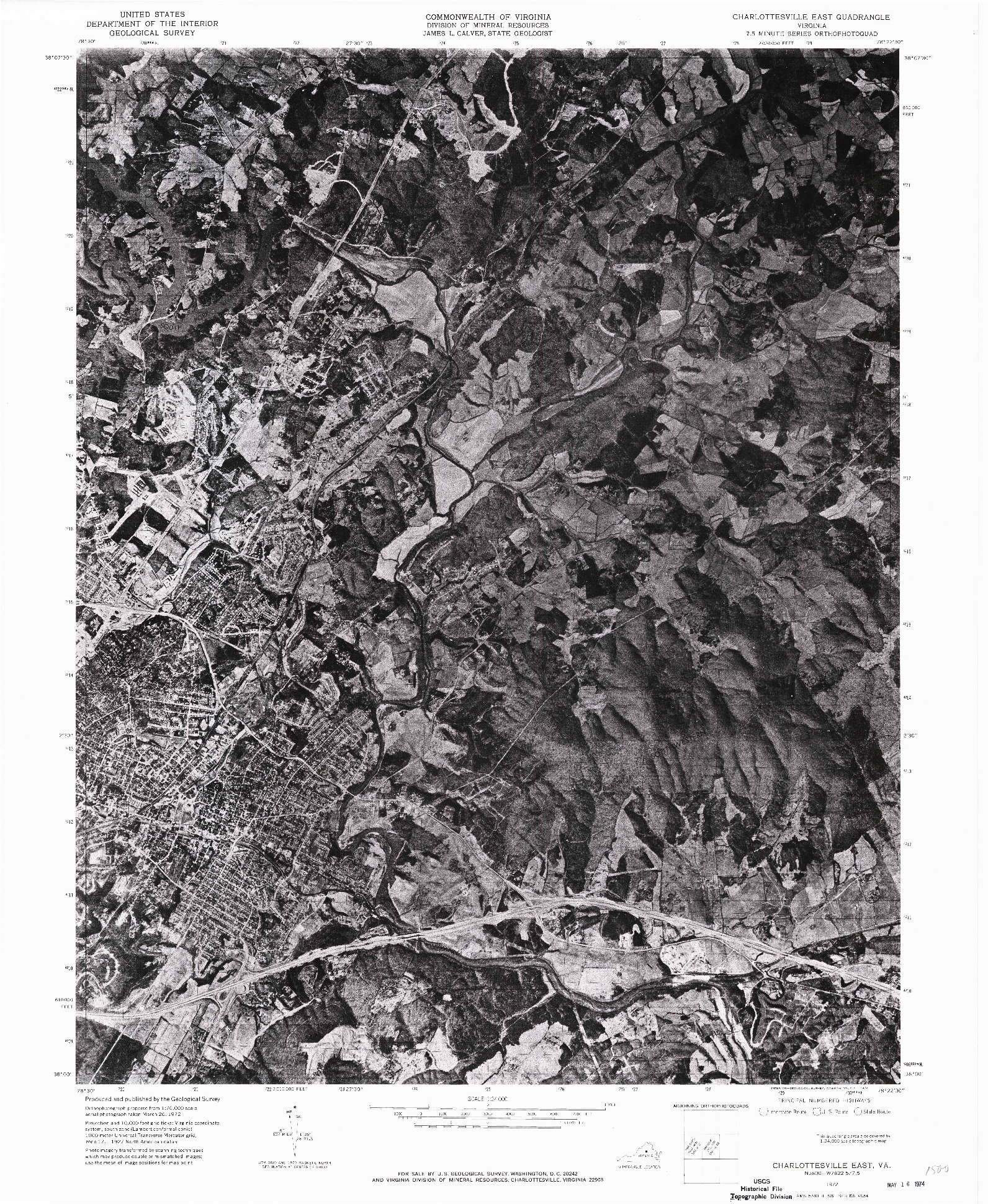 USGS 1:24000-SCALE QUADRANGLE FOR CHARLOTTESVILLE EAST, VA 1972