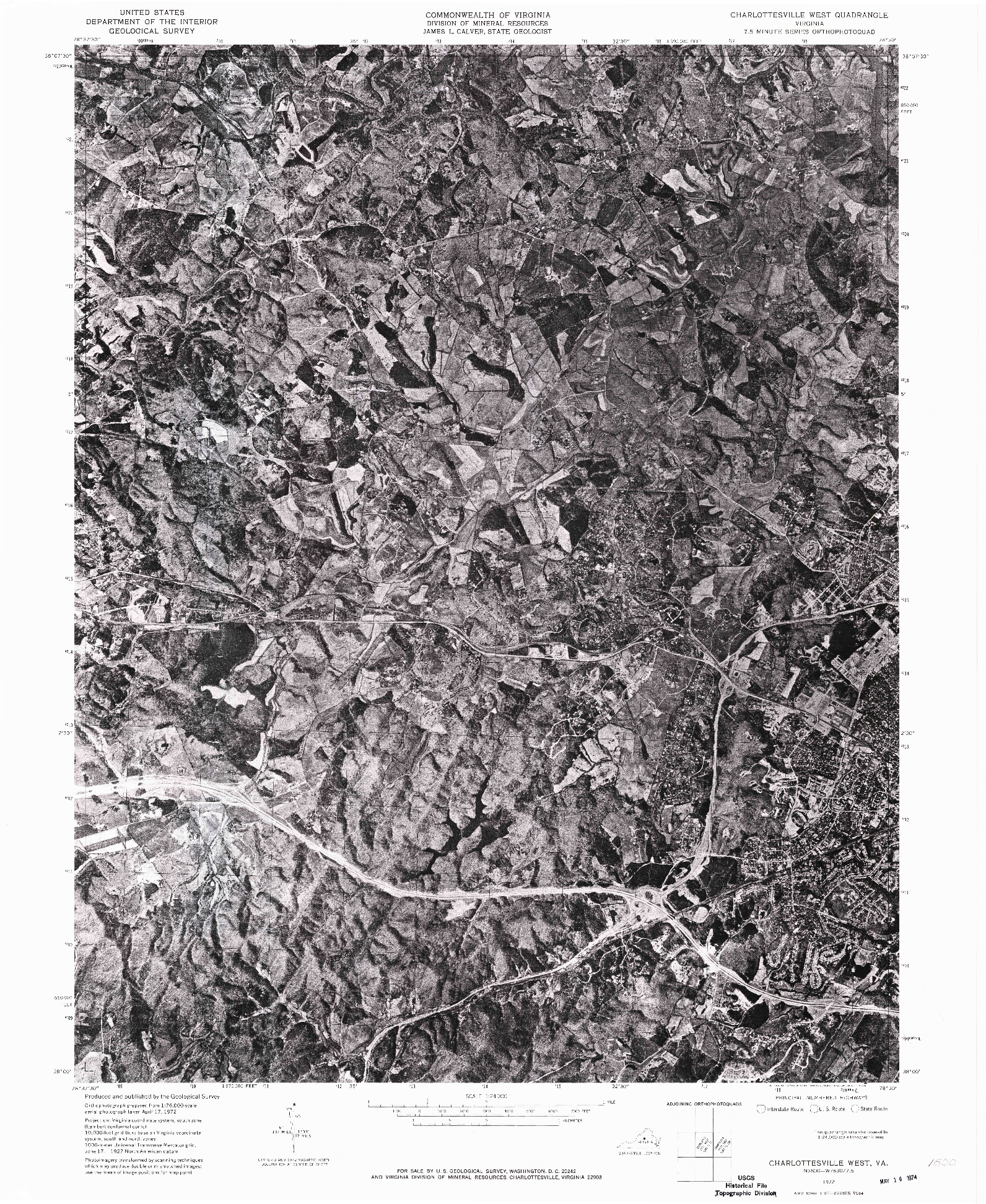 USGS 1:24000-SCALE QUADRANGLE FOR CHARLOTTESVILLE WEST, VA 1972