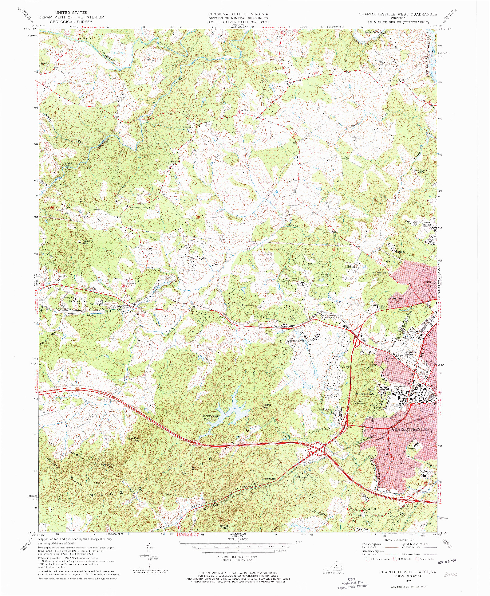 USGS 1:24000-SCALE QUADRANGLE FOR CHARLOTTESVILLE WEST, VA 1973