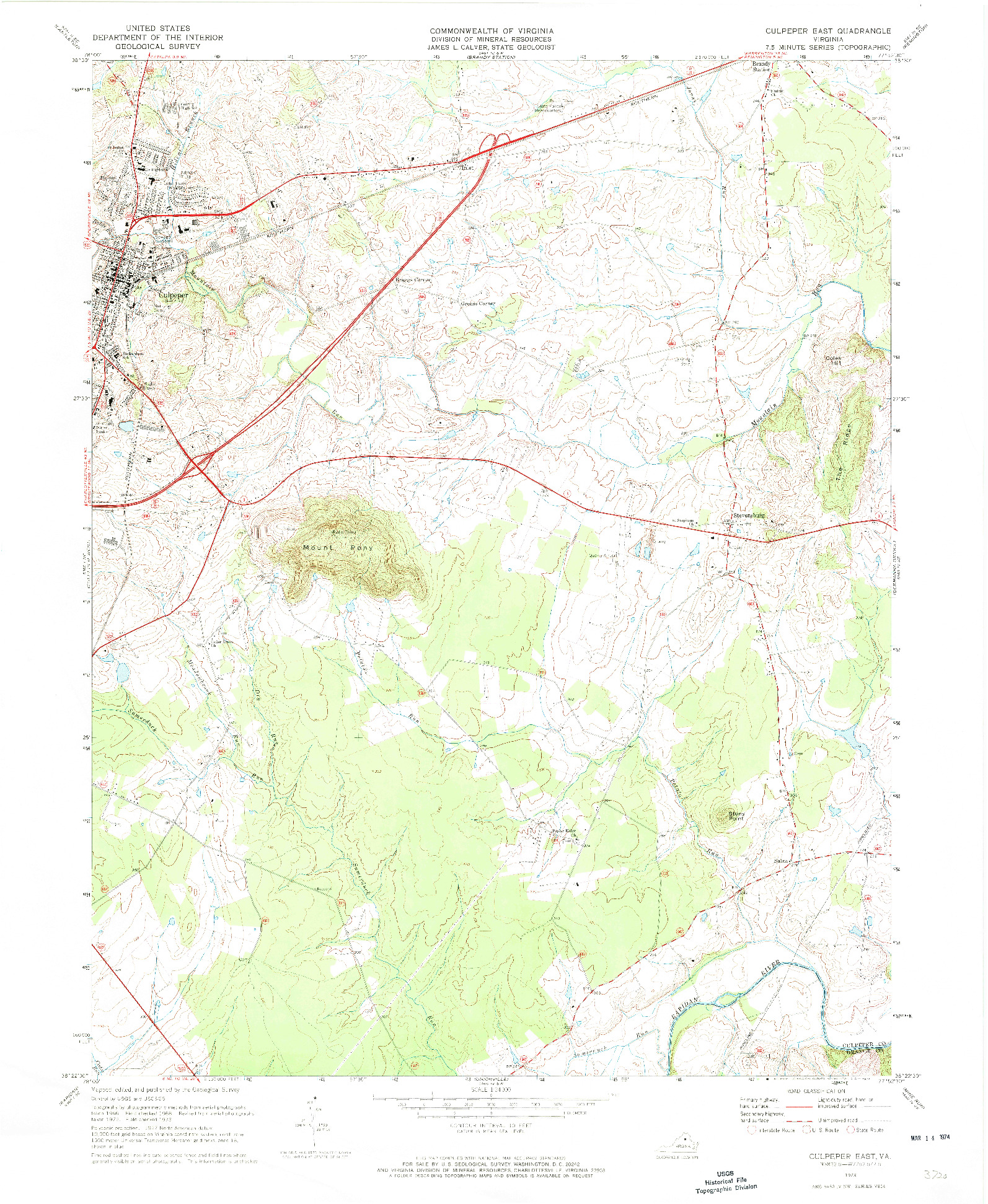 USGS 1:24000-SCALE QUADRANGLE FOR CULPEPER EAST, VA 1973