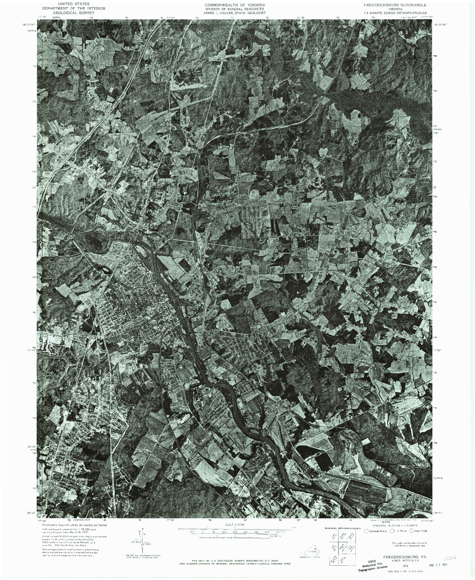 USGS 1:24000-SCALE QUADRANGLE FOR FREDERICKSBURG, VA 1972