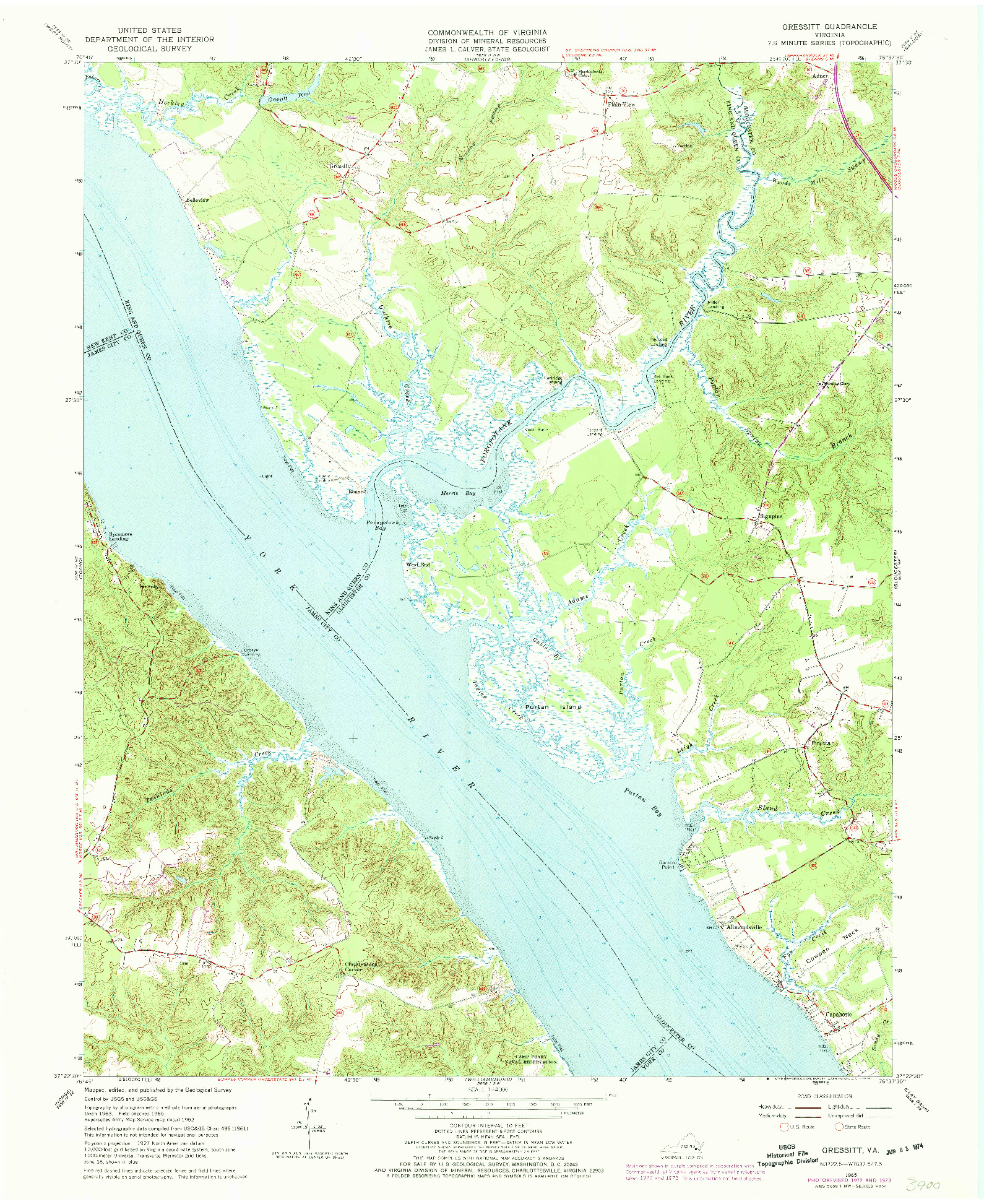 USGS 1:24000-SCALE QUADRANGLE FOR GRESSITT, VA 1965